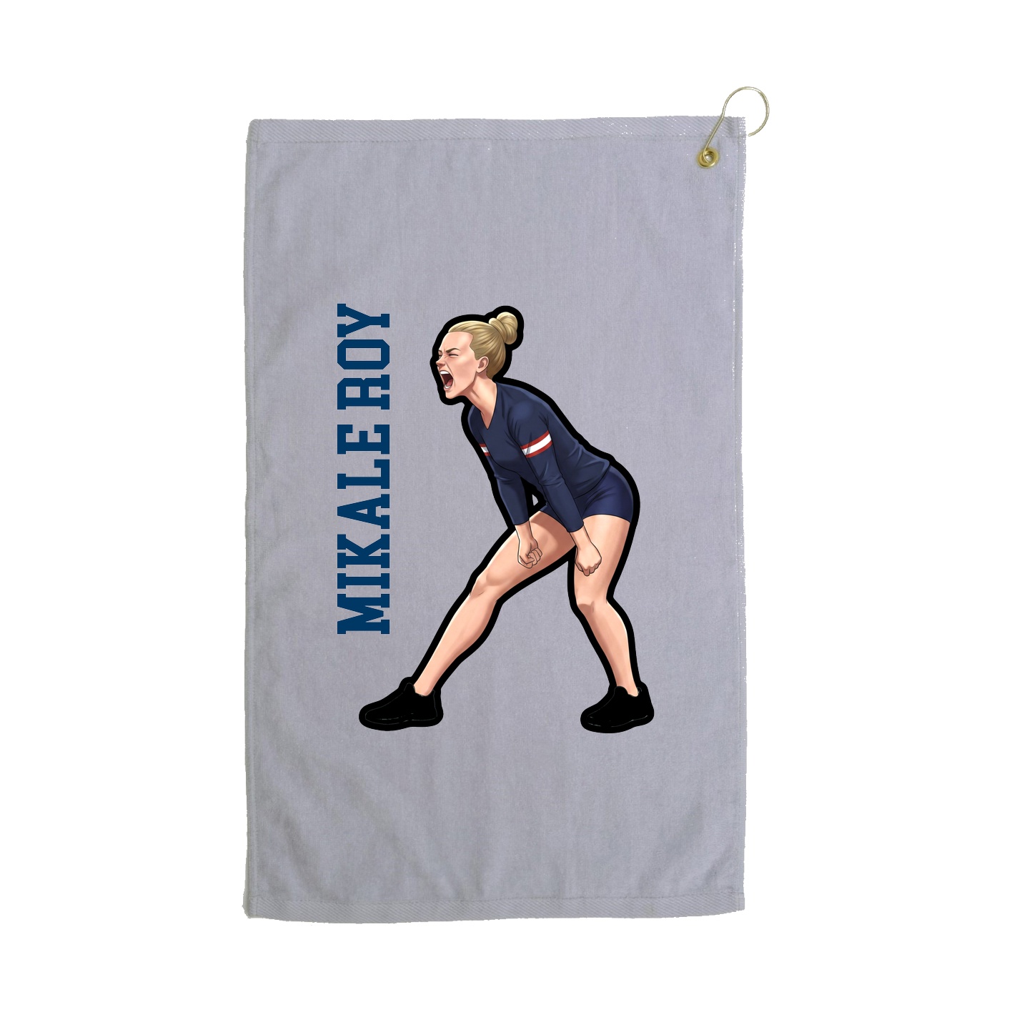 Golf Towel — Name Vertical in Grey