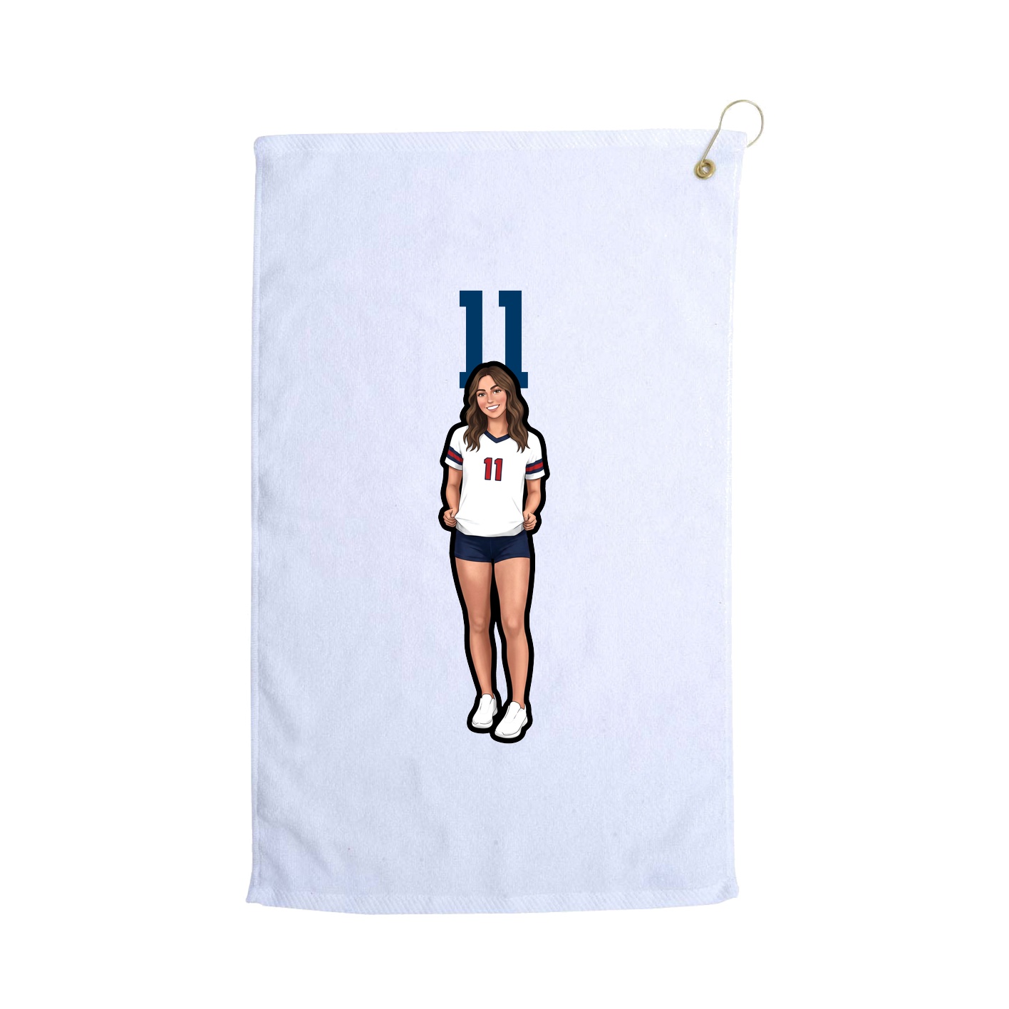 Golf Towel — Number Top in White