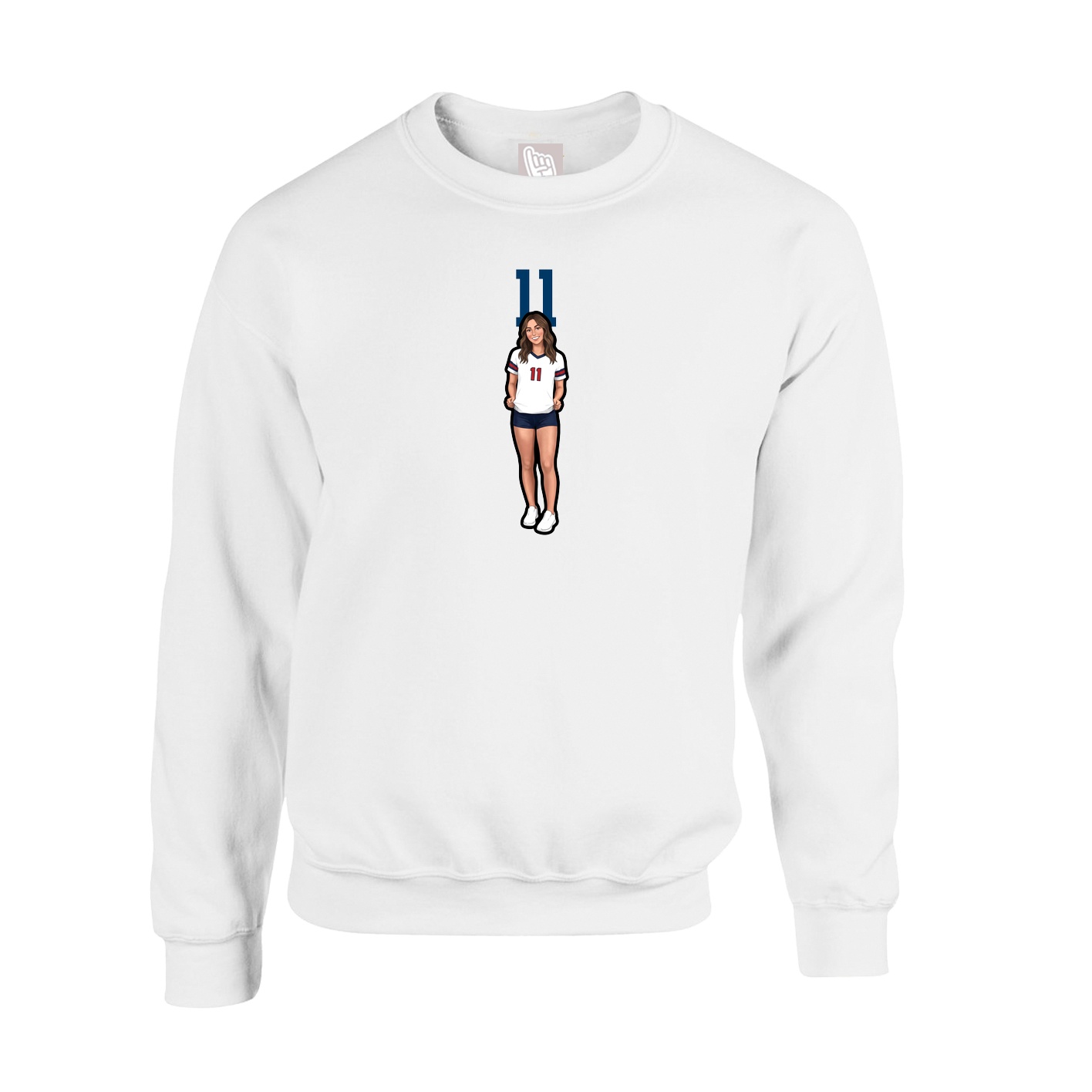 Fleece Crew — Number Top in White