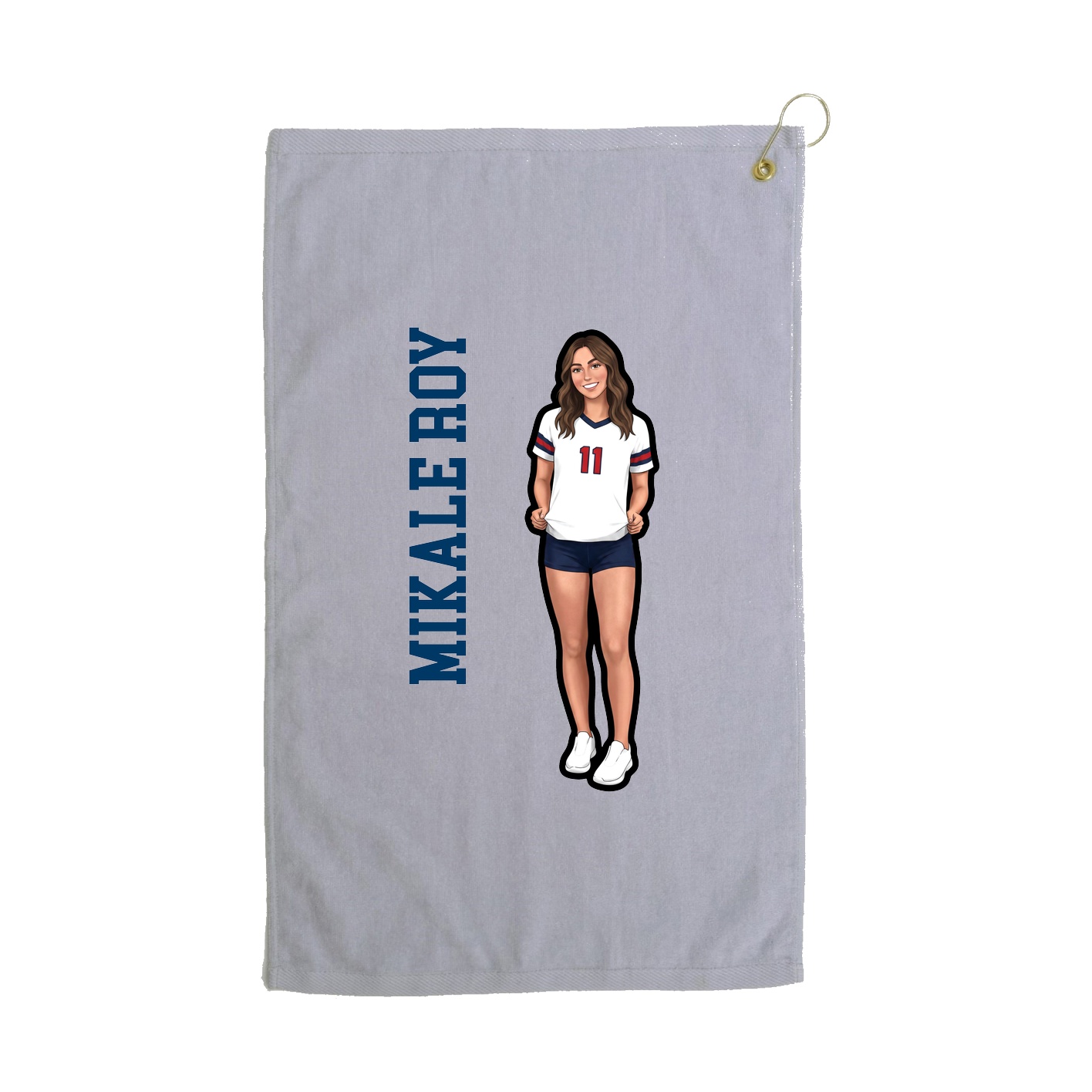 Golf Towel — Name Vertical in Grey