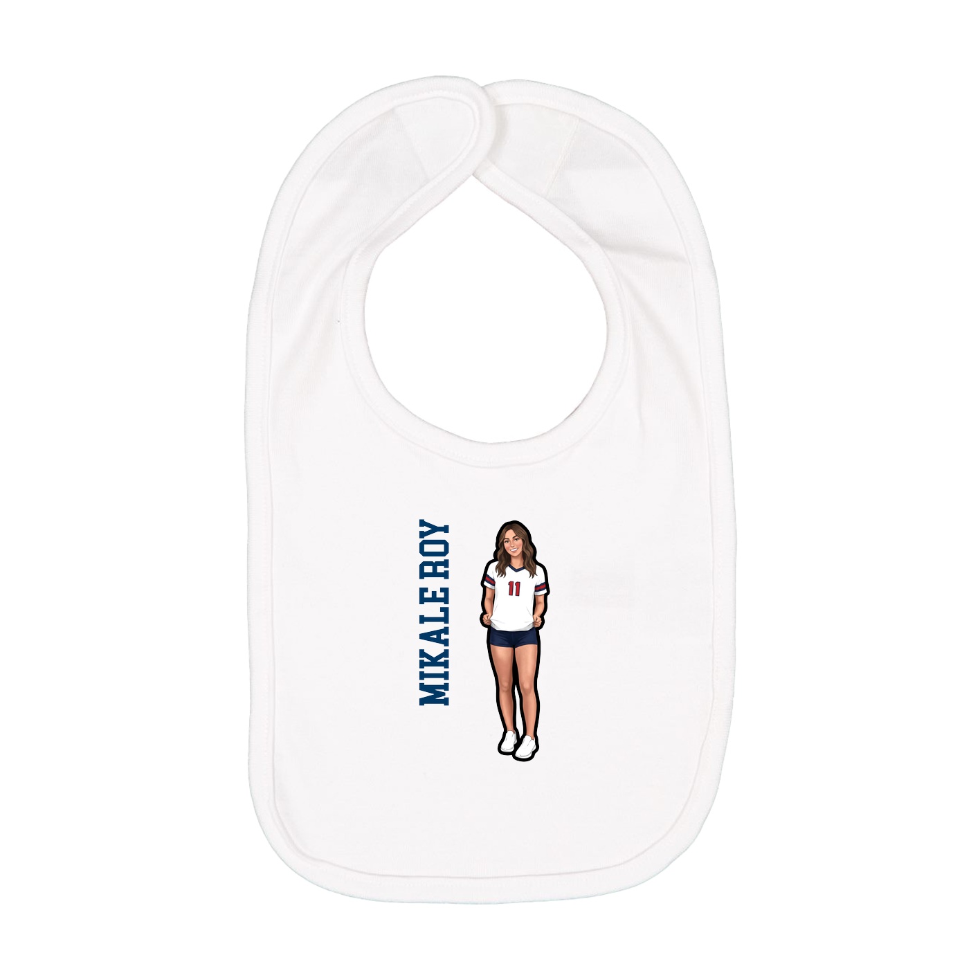 Infant Bib — Name Vertical in White