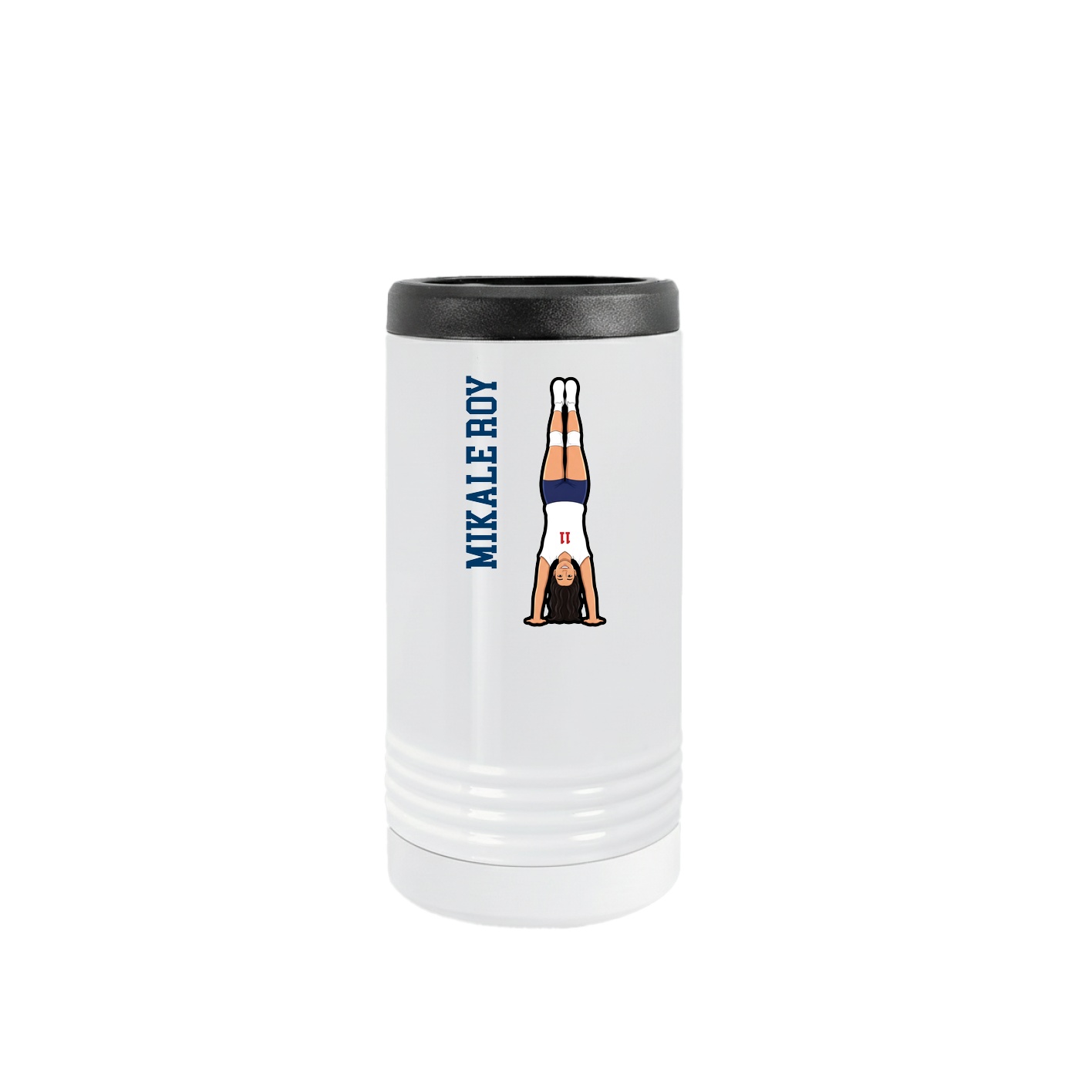 Slim Beverage Holder — Name Vertical in White
