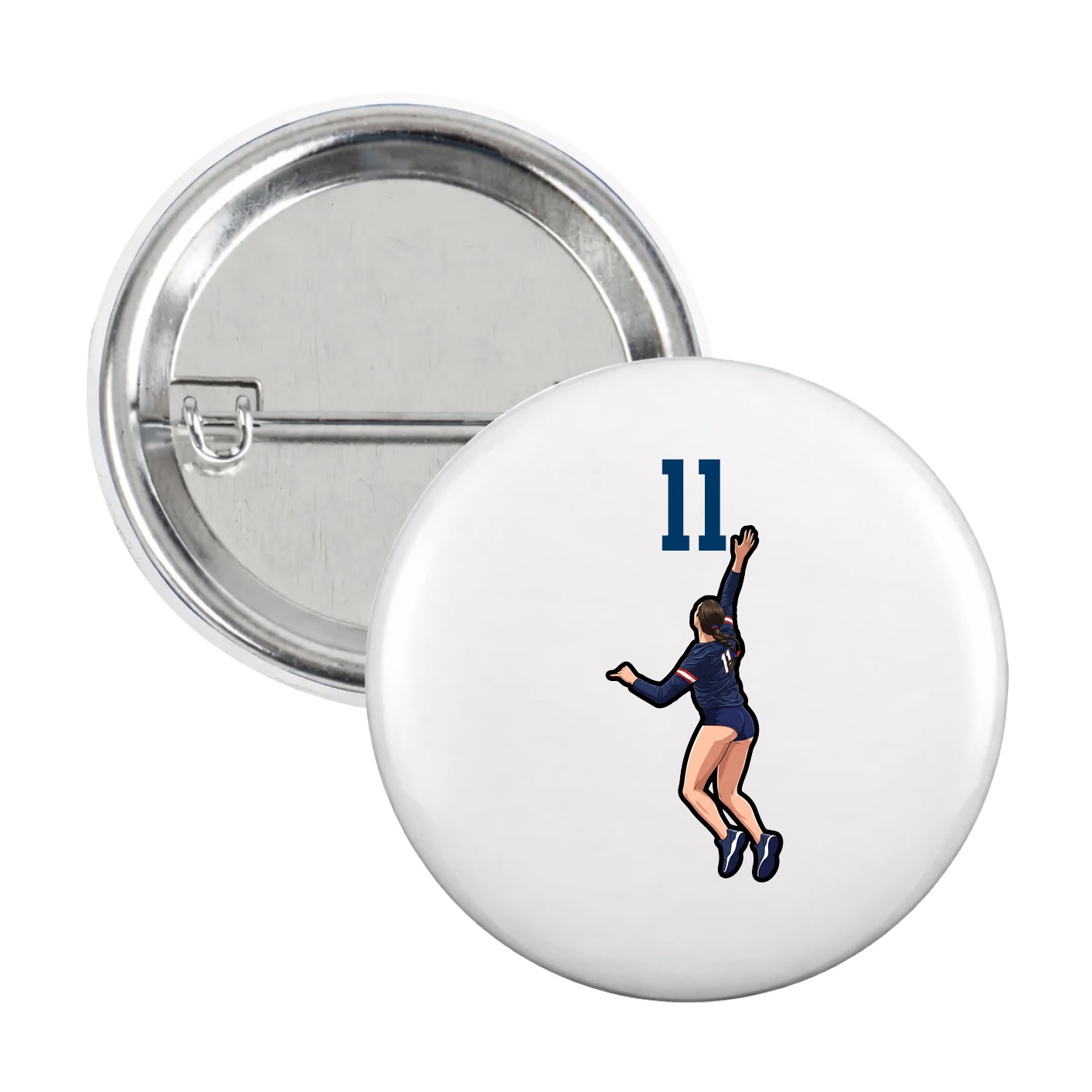 Game Day Button — Number Top in White