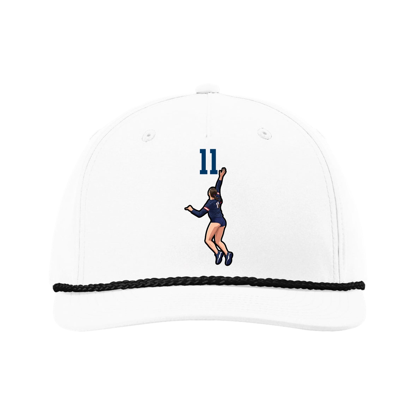 Five-Panel Classic Rope Cap — Number Top in White