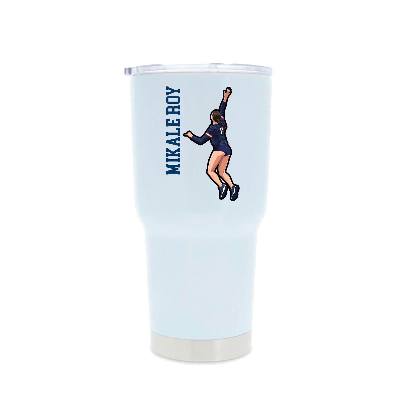 30oz Stainless Steel Tumbler — Name Vertical in White
