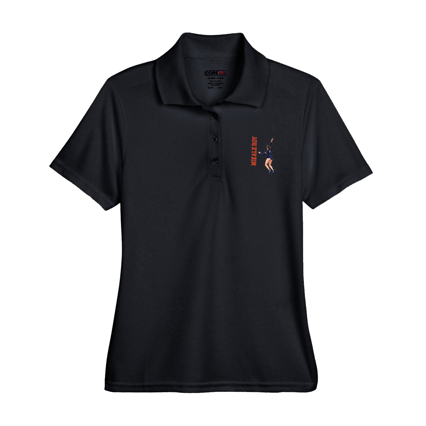 Womens Performance Polo — Name Vertical in Black