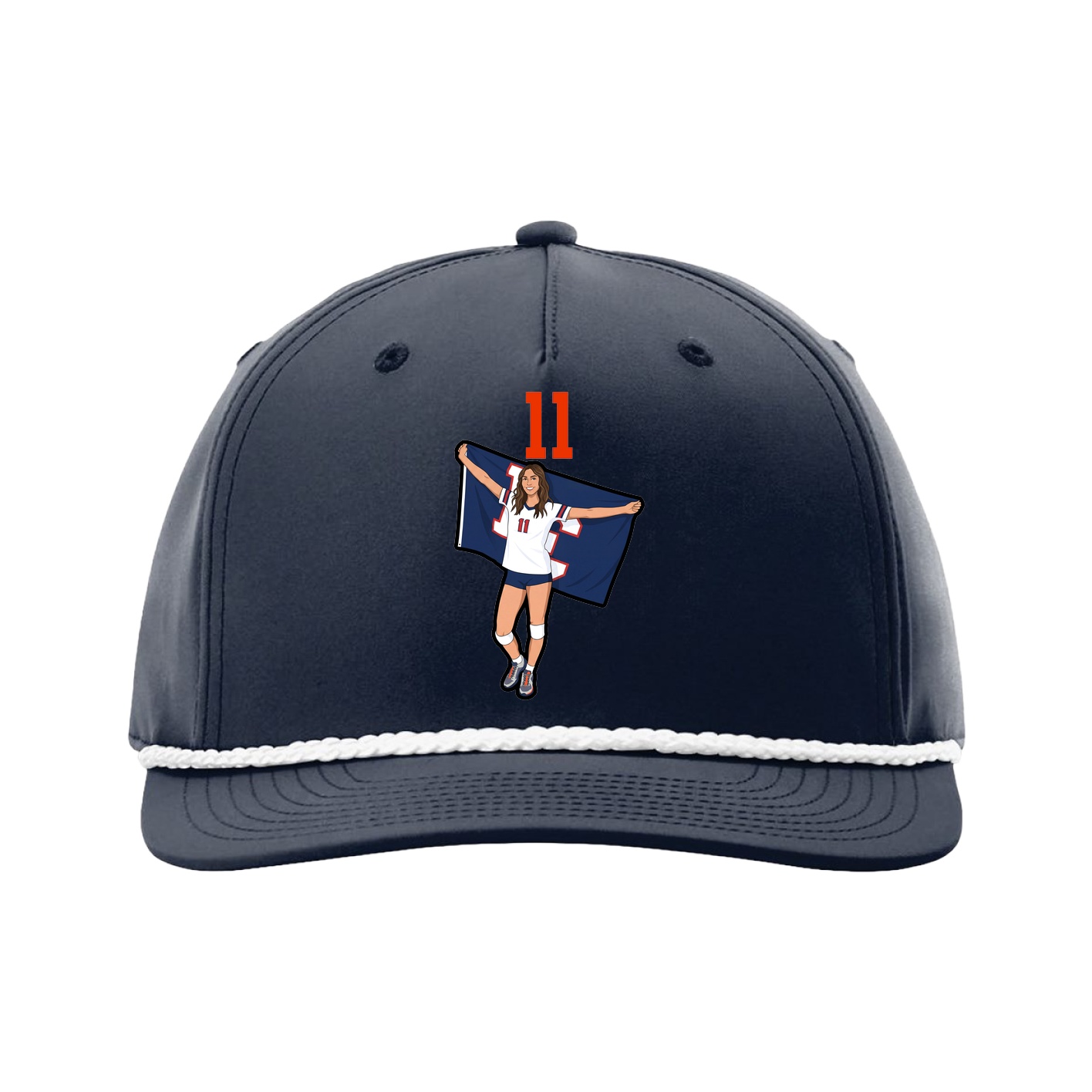 Five-Panel Classic Rope Cap — Number Top in Navy