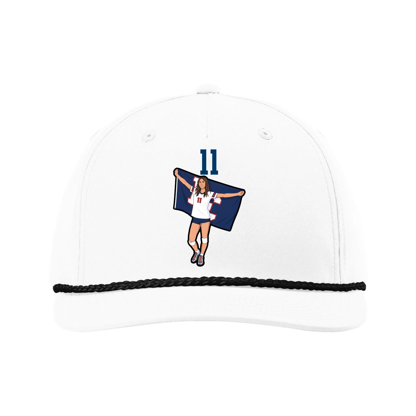 Five-Panel Classic Rope Cap — Number Top in White