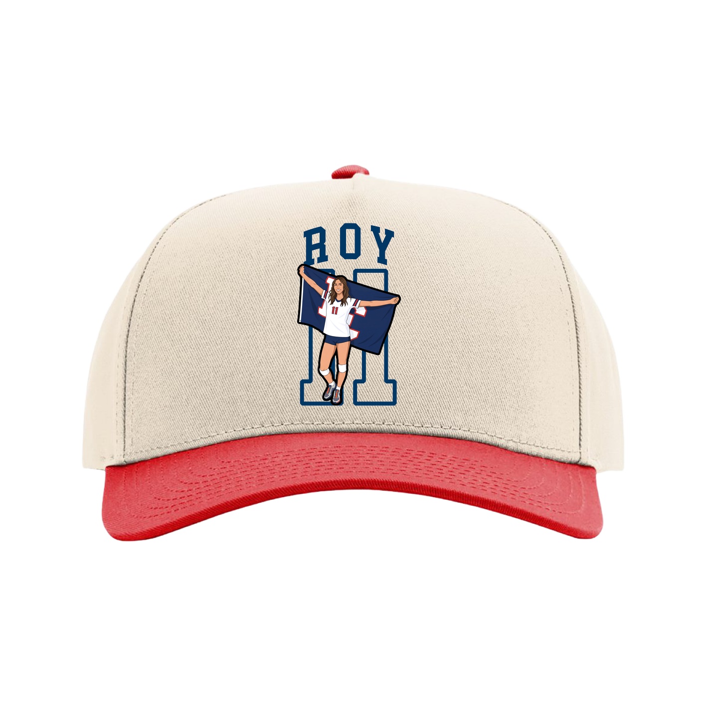 Full Fabric Five-Panel Champ Cap — Shirsey in Cream/Red