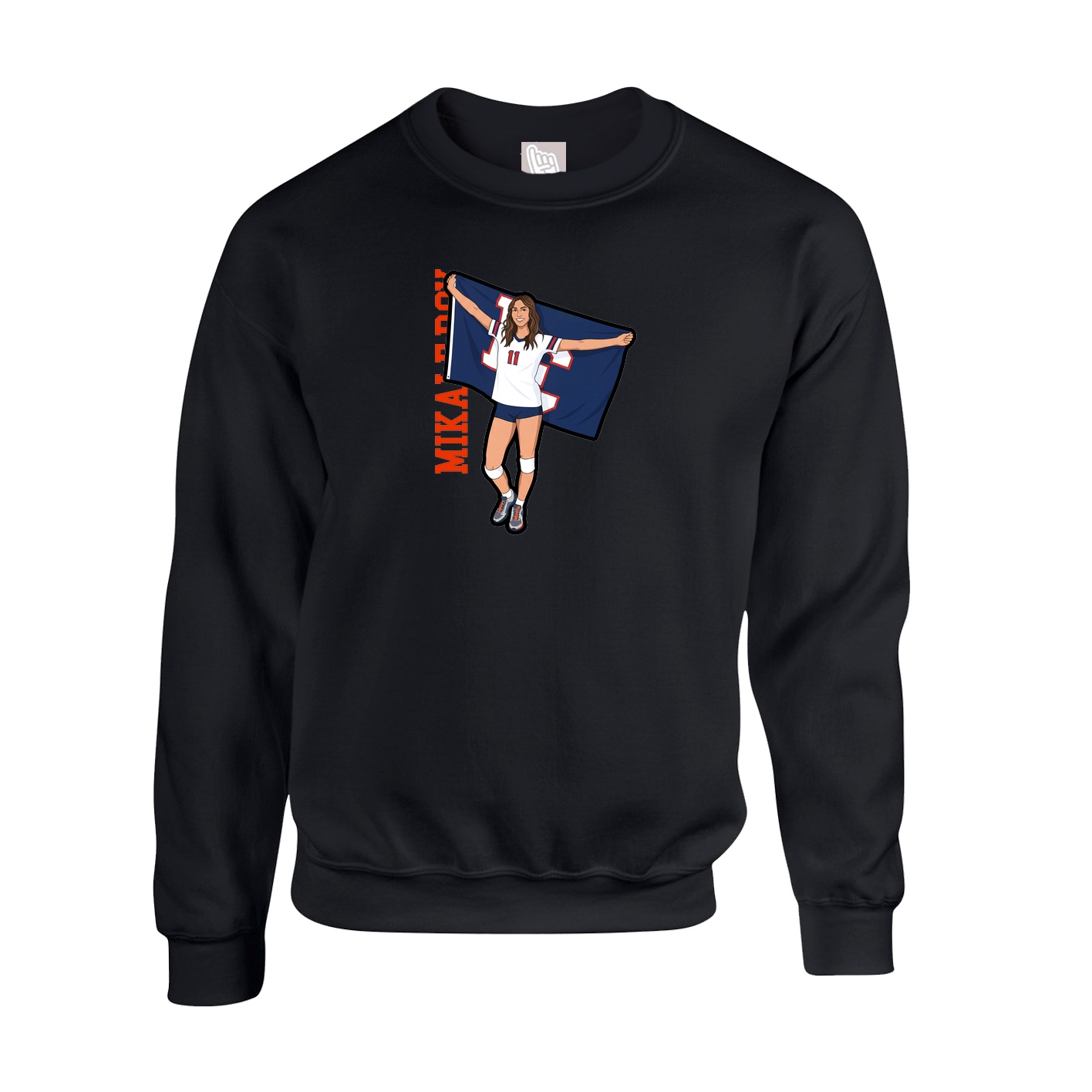 Fleece Crew — Name Vertical in Black