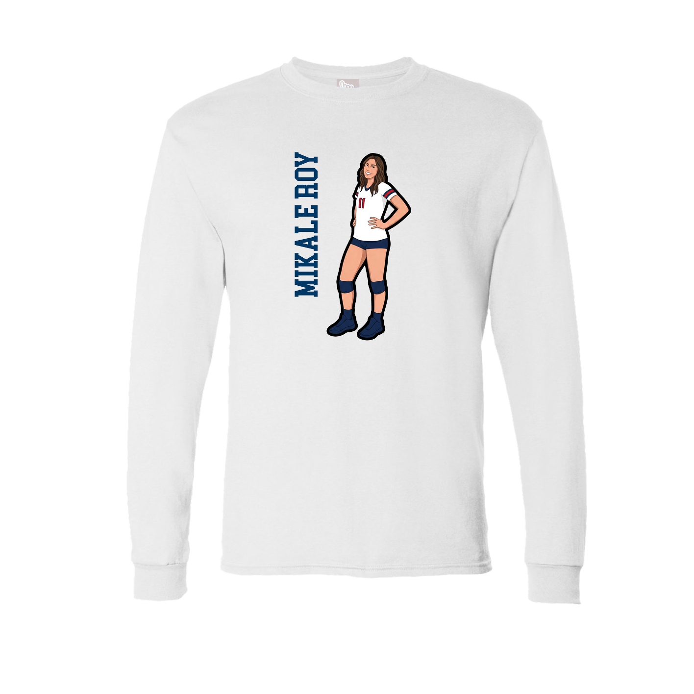 Long Sleeve Tee — Name Vertical in White