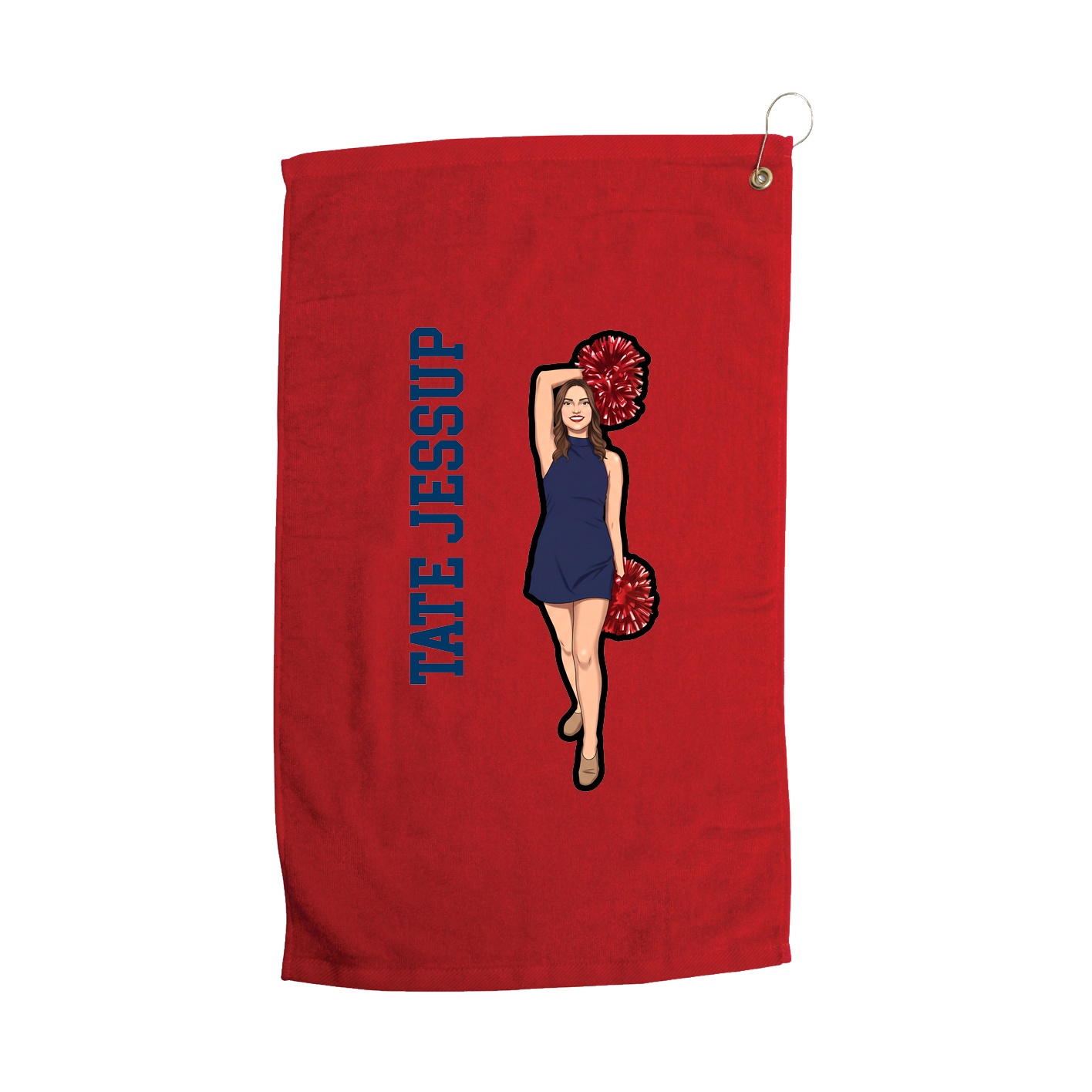 Golf Towel — Name Vertical in Red