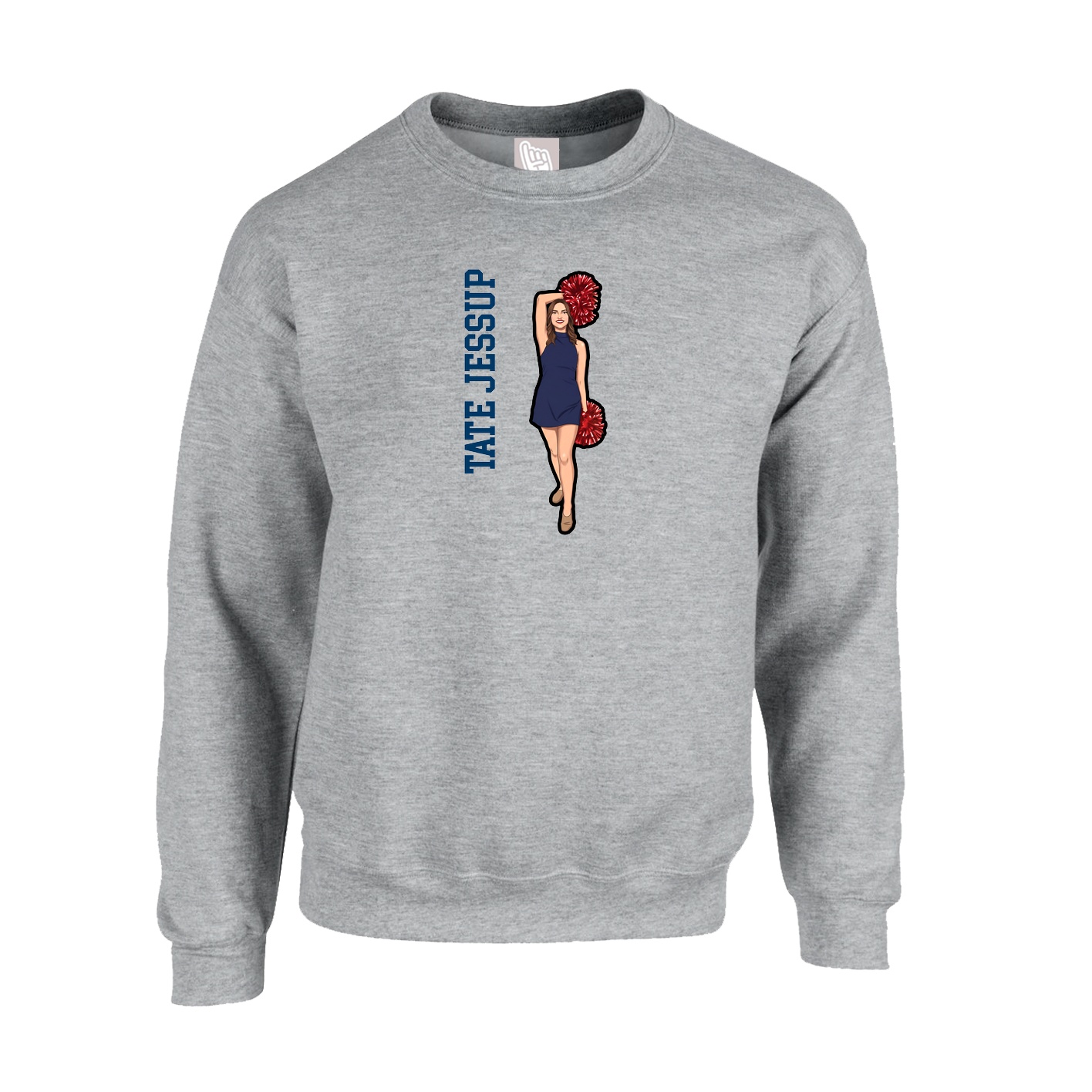 Fleece Crew — Name Vertical in Grey