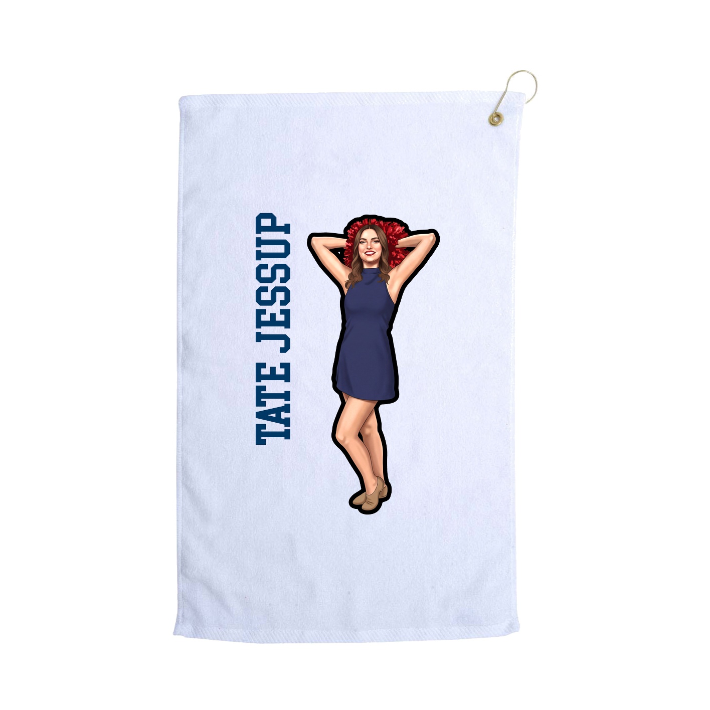 Golf Towel — Name Vertical in White