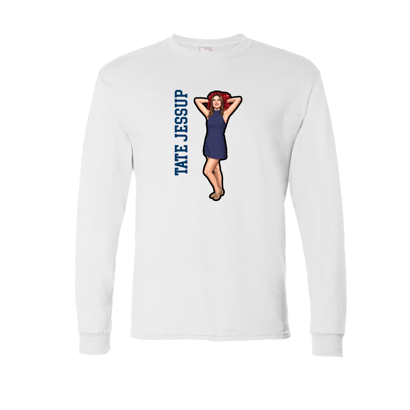 Long Sleeve Tee — Name Vertical in White
