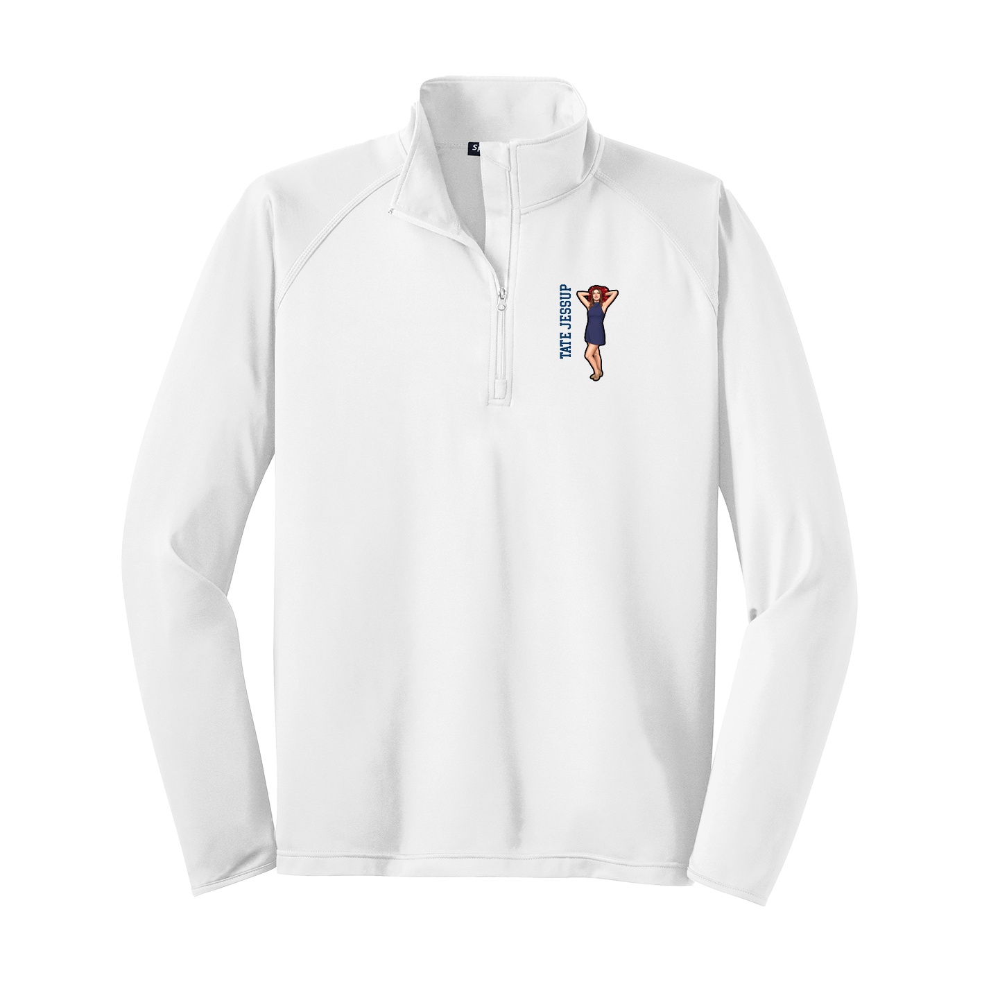 Q-Zip Pullover — Name Vertical in White