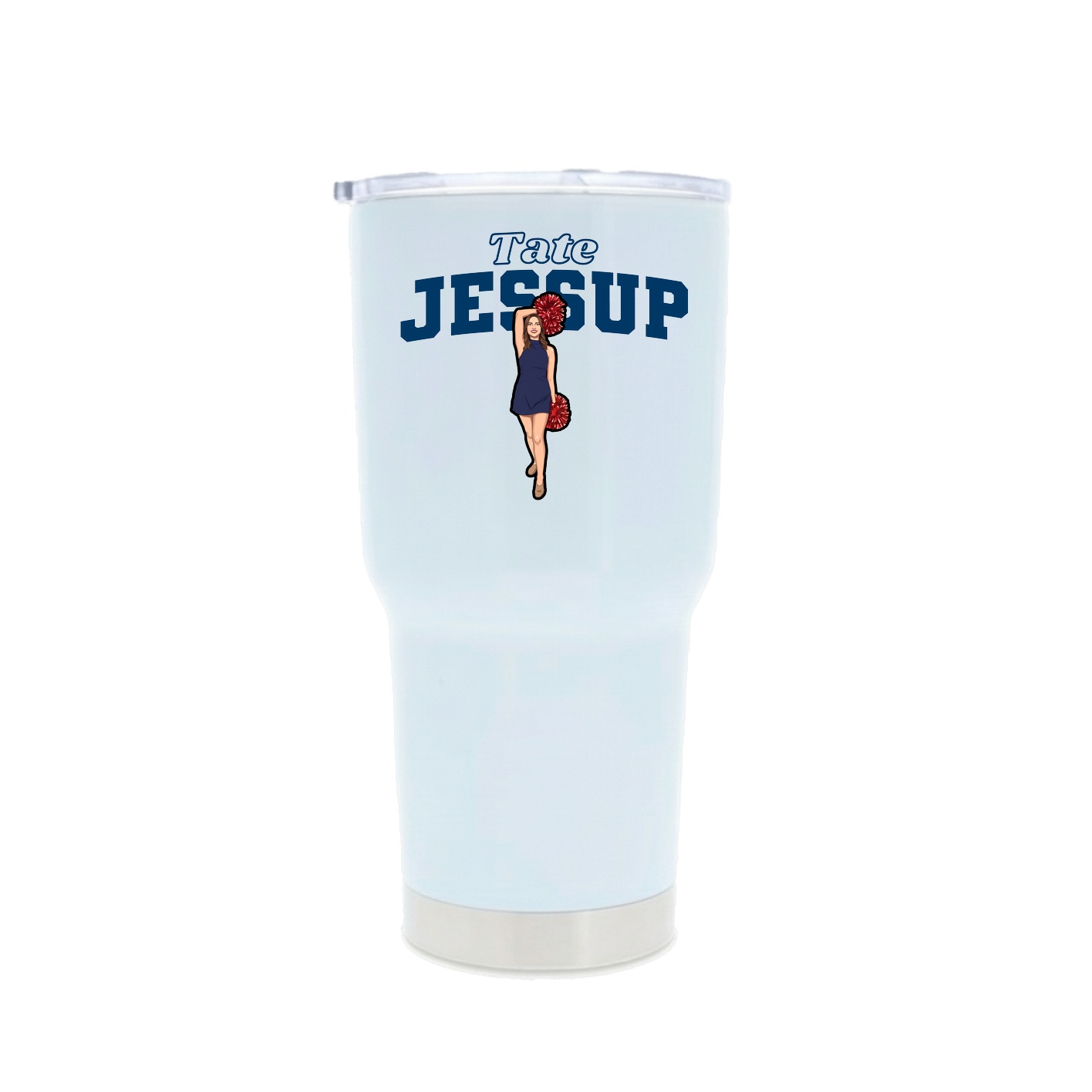 30oz Stainless Steel Tumbler — Name Arch in White