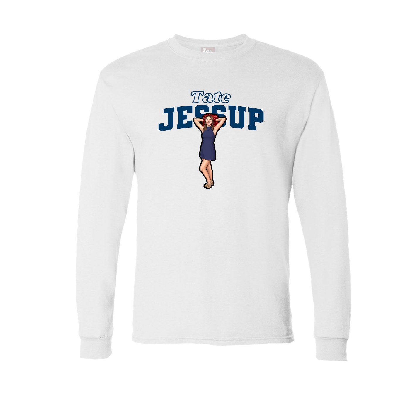 Long Sleeve Tee — Name Arch in White