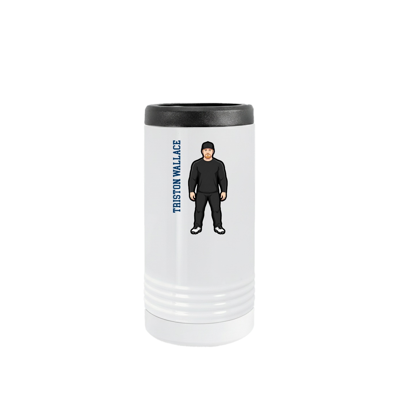 Slim Beverage Holder — Name Vertical in White