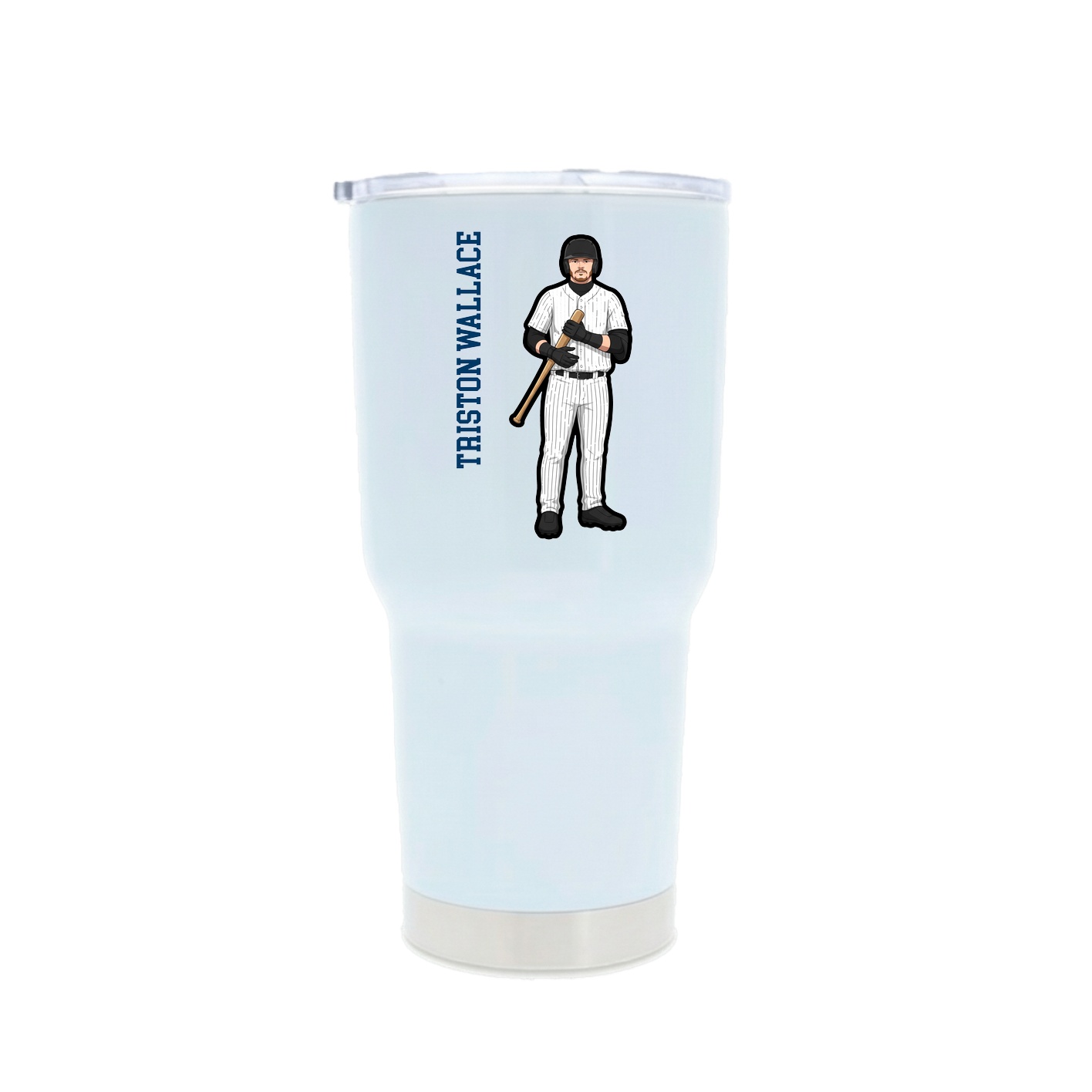 30oz Stainless Steel Tumbler — Name Vertical in White