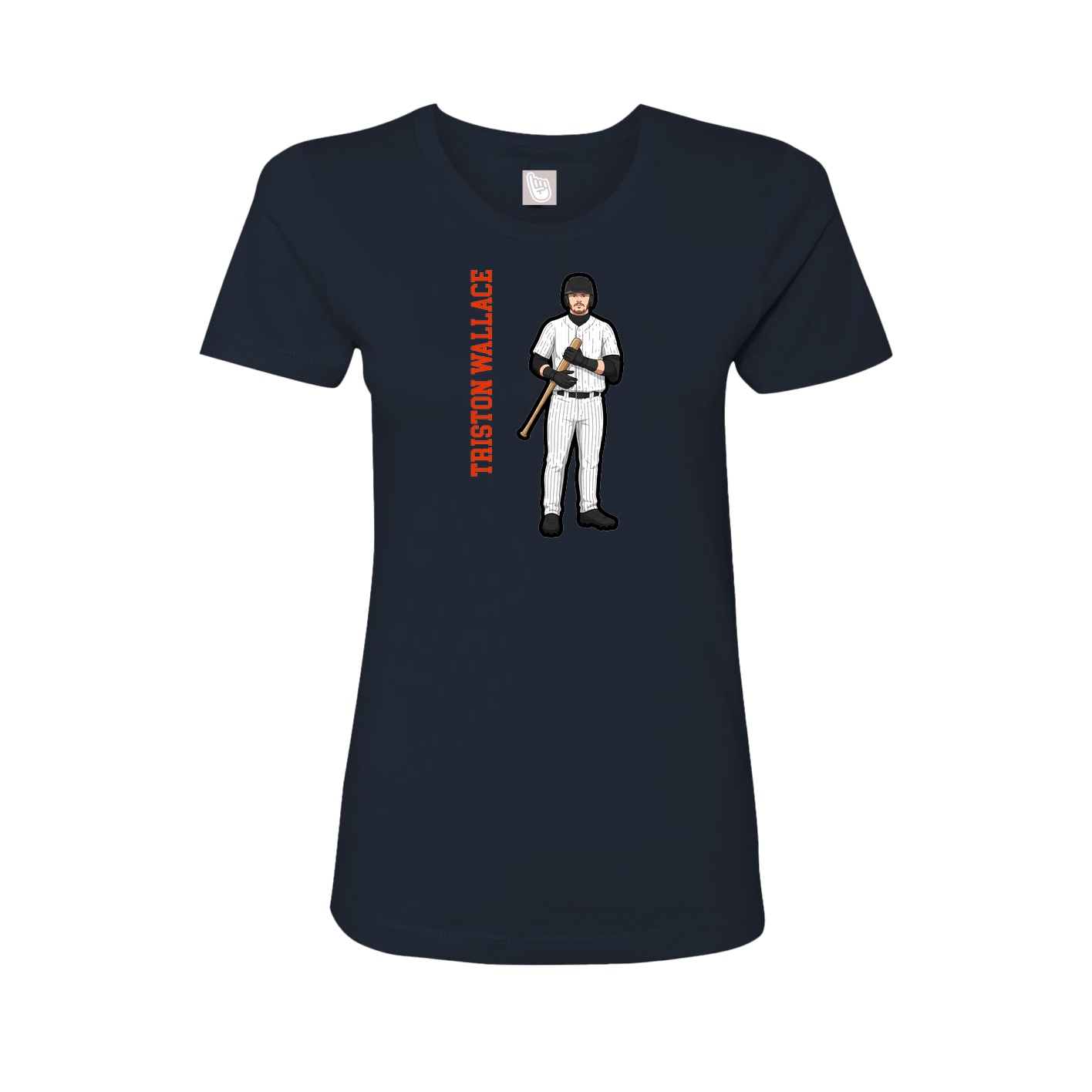 Fitted Women's Tee — Name Vertical in Navy