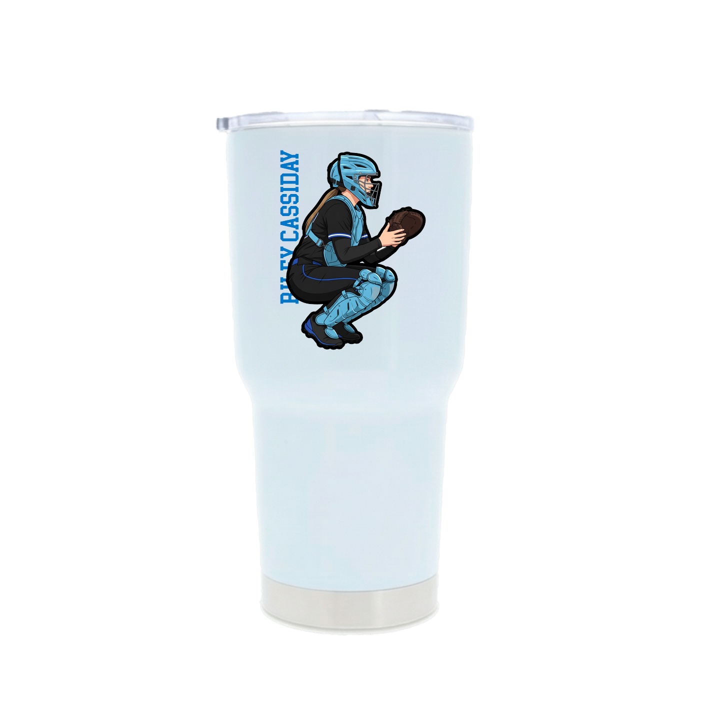 30oz Stainless Steel Tumbler — Name Vertical in White