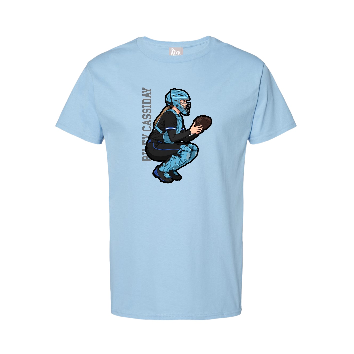 Tee — Name Vertical in Light Blue