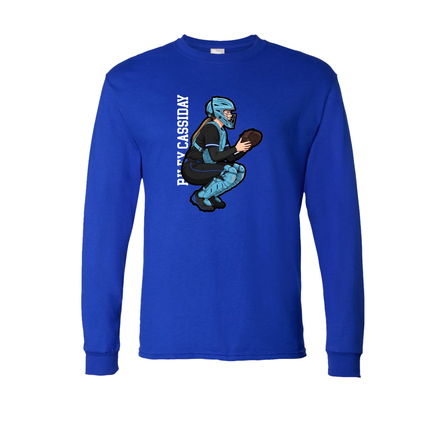 Long Sleeve Tee — Name Vertical in Royal