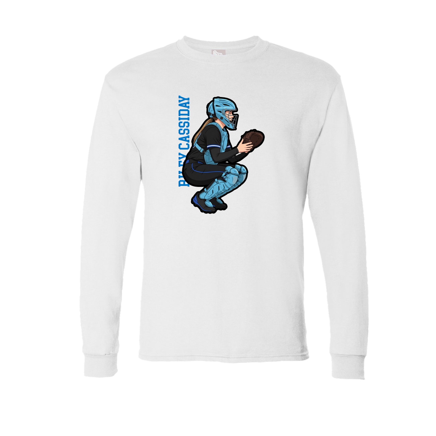 Long Sleeve Tee — Name Vertical in White