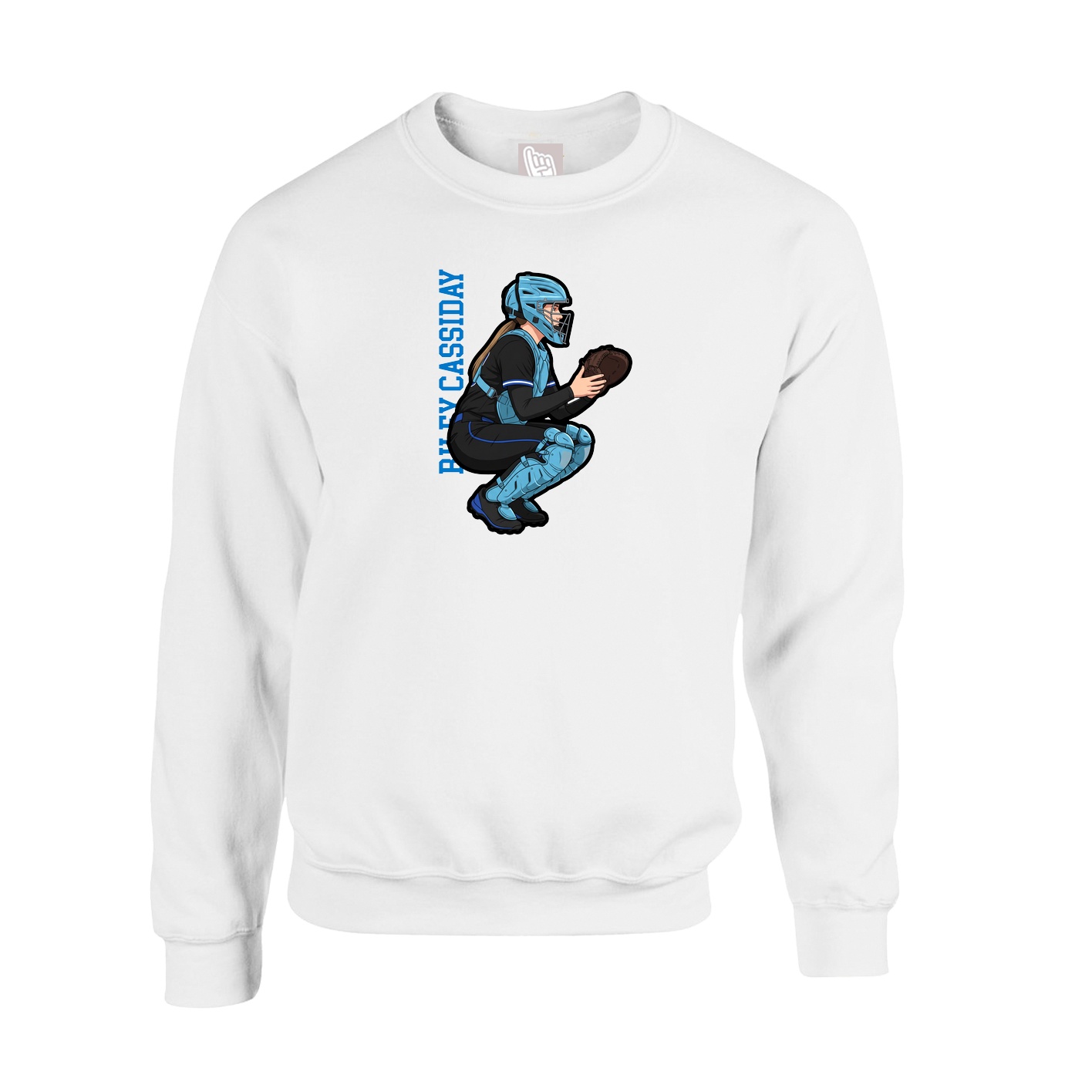 Fleece Crew — Name Vertical in White