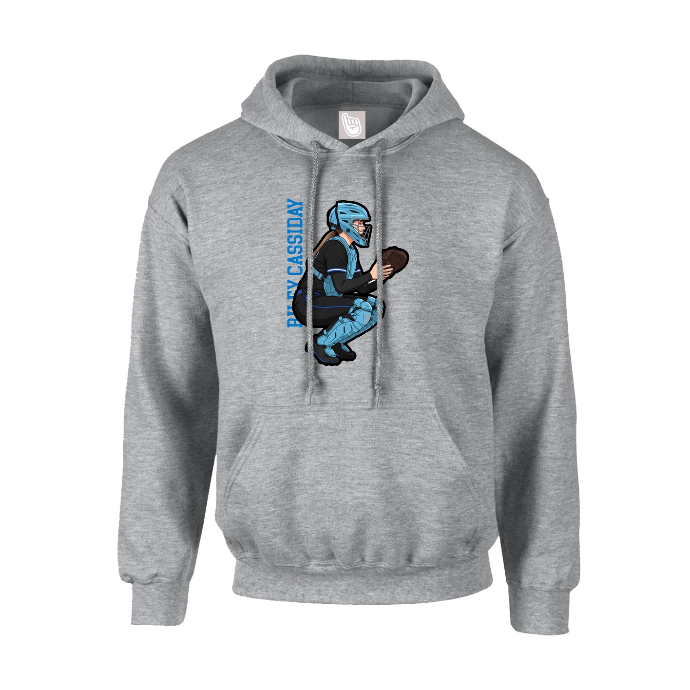 Youth Hoodie — Name Vertical in Grey