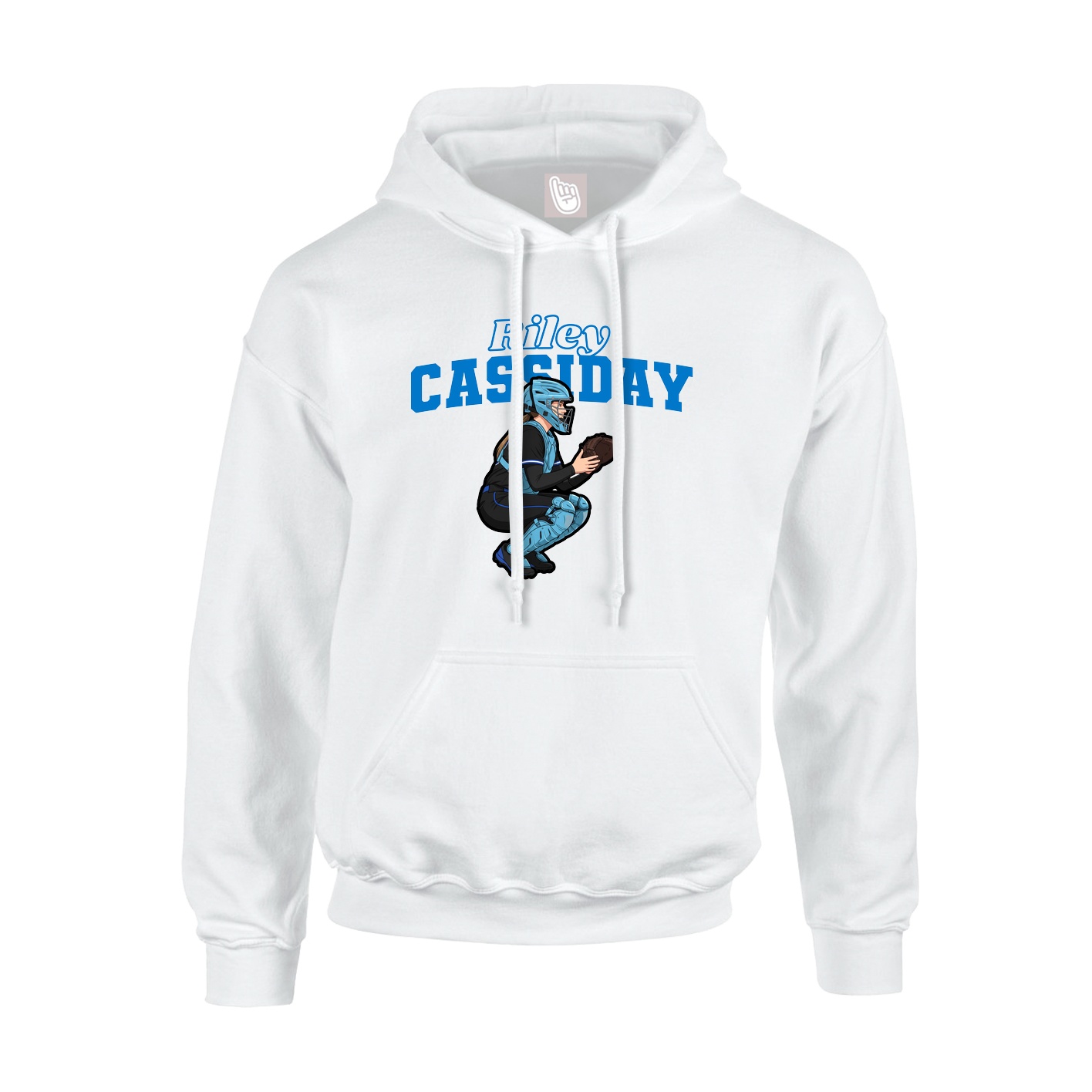 Youth Hoodie — Name Arch in White