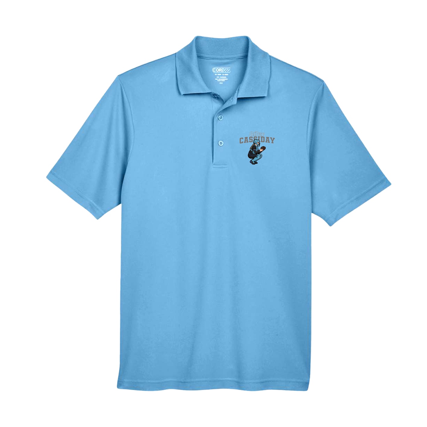 Performance Polo — Name Arch in Powder Blue