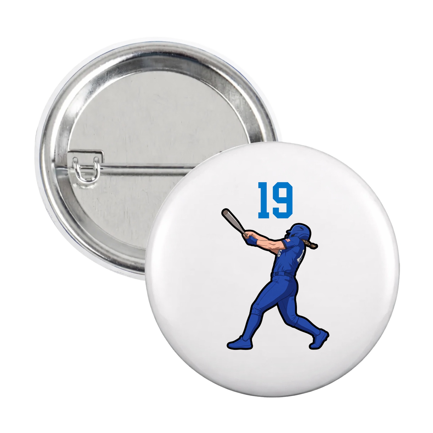 Game Day Button — Number Top in White