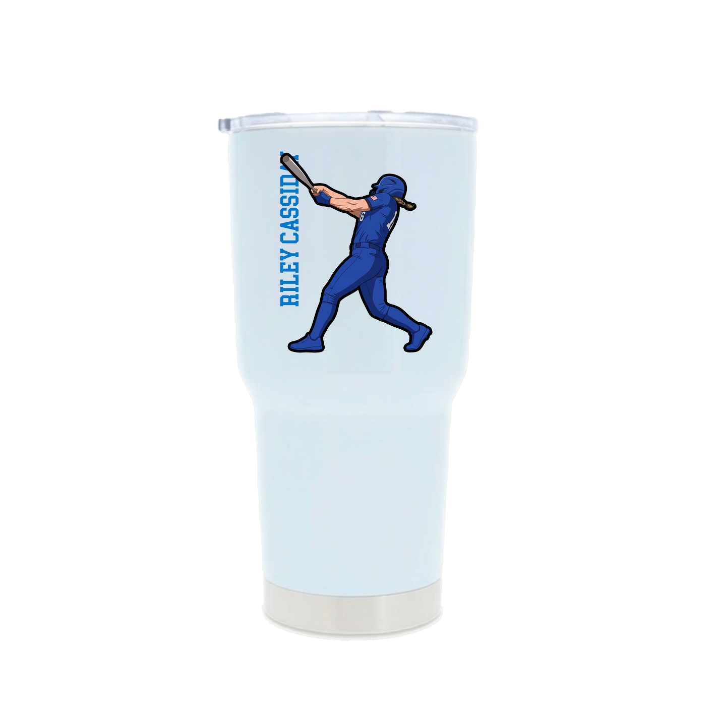 30oz Stainless Steel Tumbler — Name Vertical in White