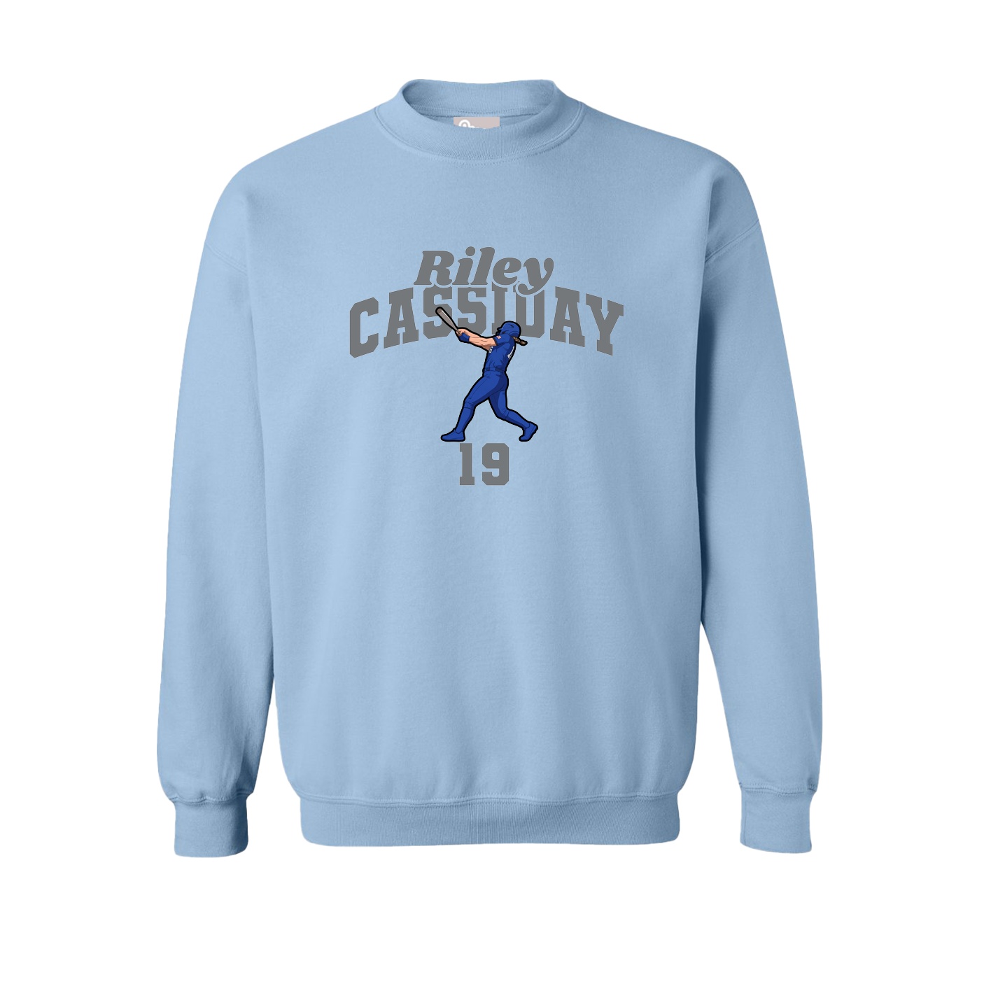 Fleece Crew — Signature Arch in Light Blue