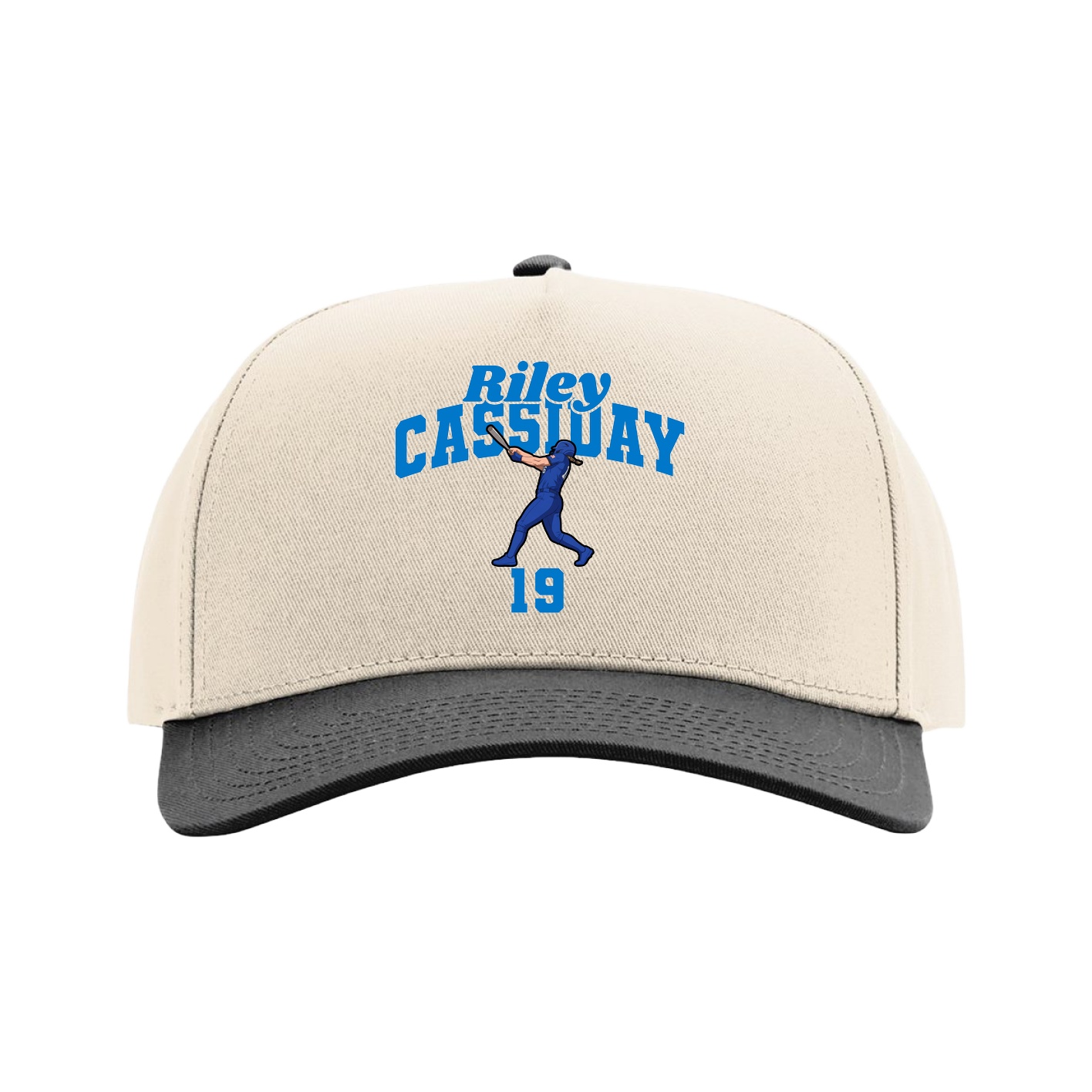 Full Fabric Five-Panel Champ Cap — Signature Arch in Cream/Black