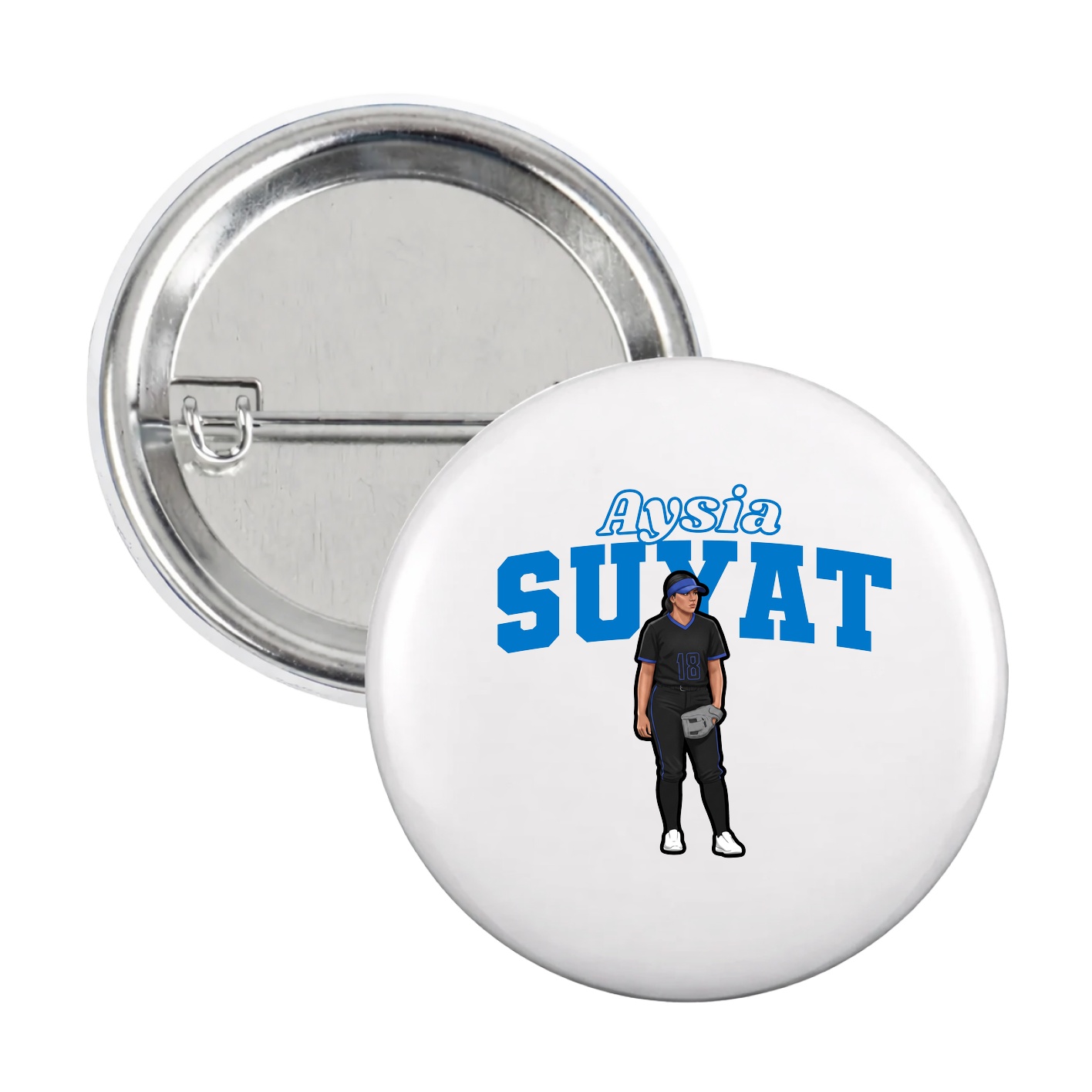 Game Day Button — Name Arch in White