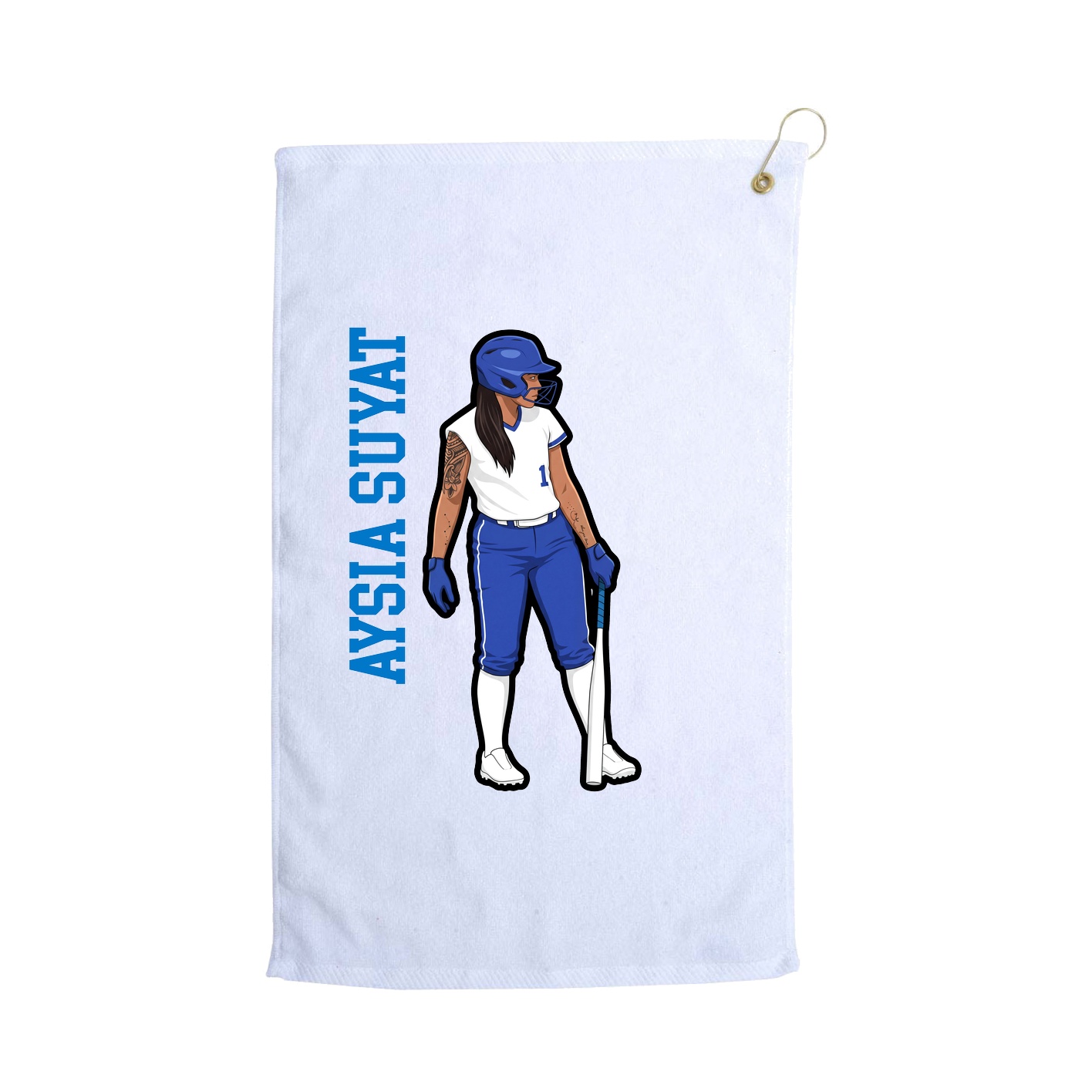 Golf Towel — Name Vertical in White
