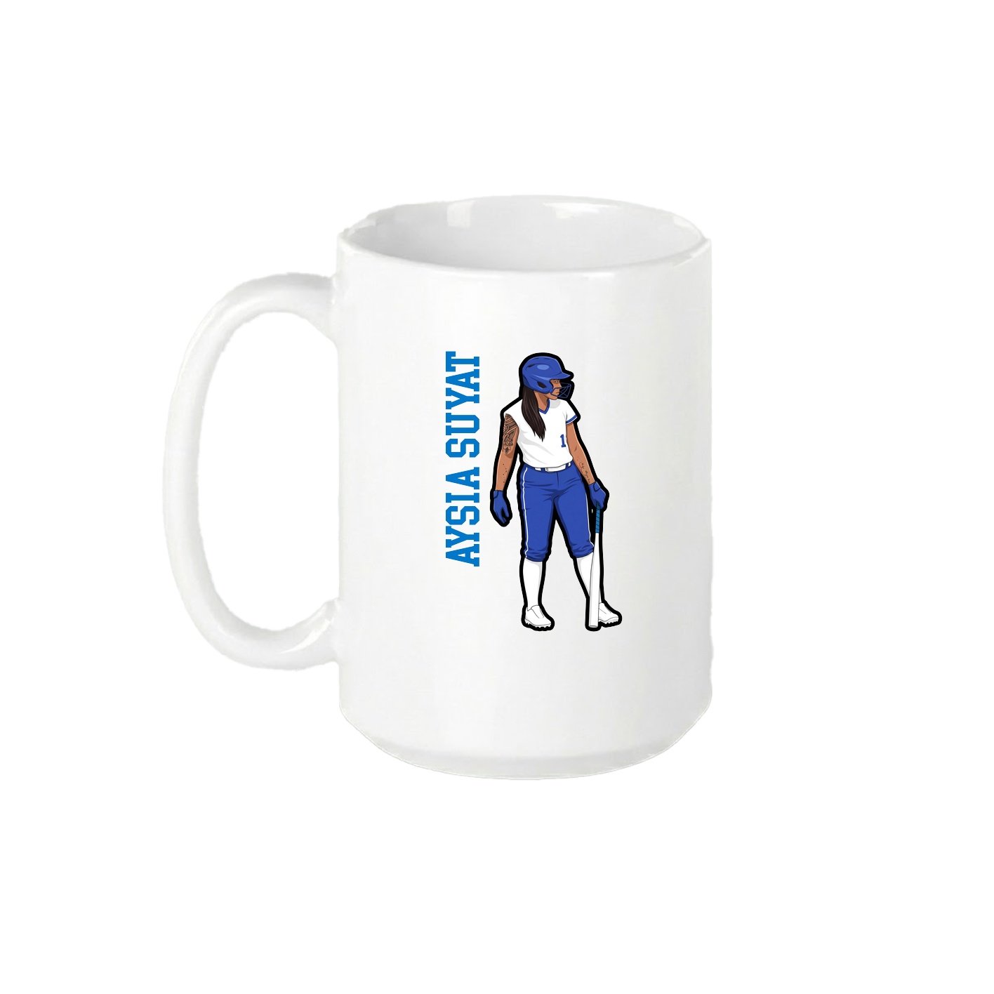 15oz Coffee Mug — Name Vertical in White