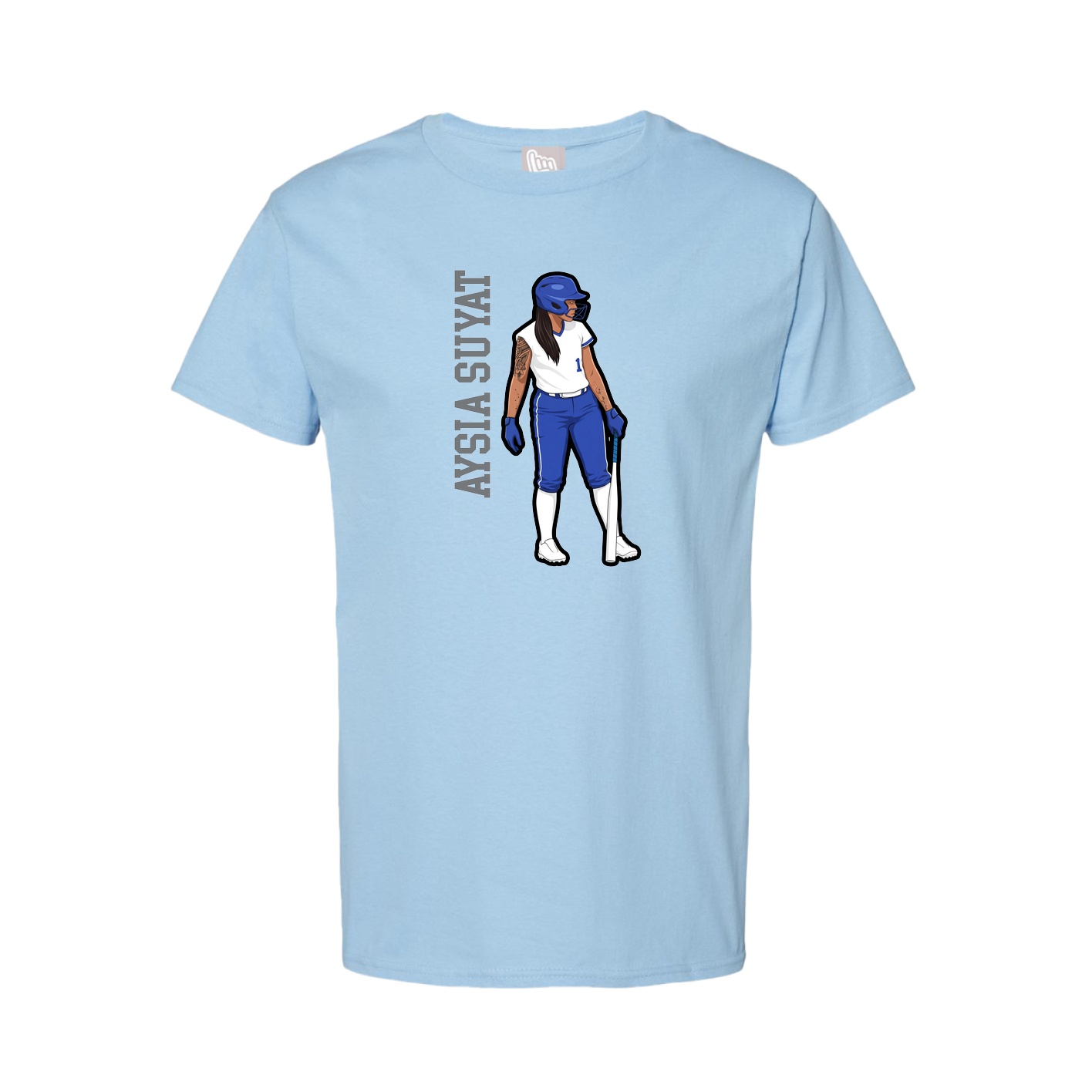 Tee — Name Vertical in Light Blue