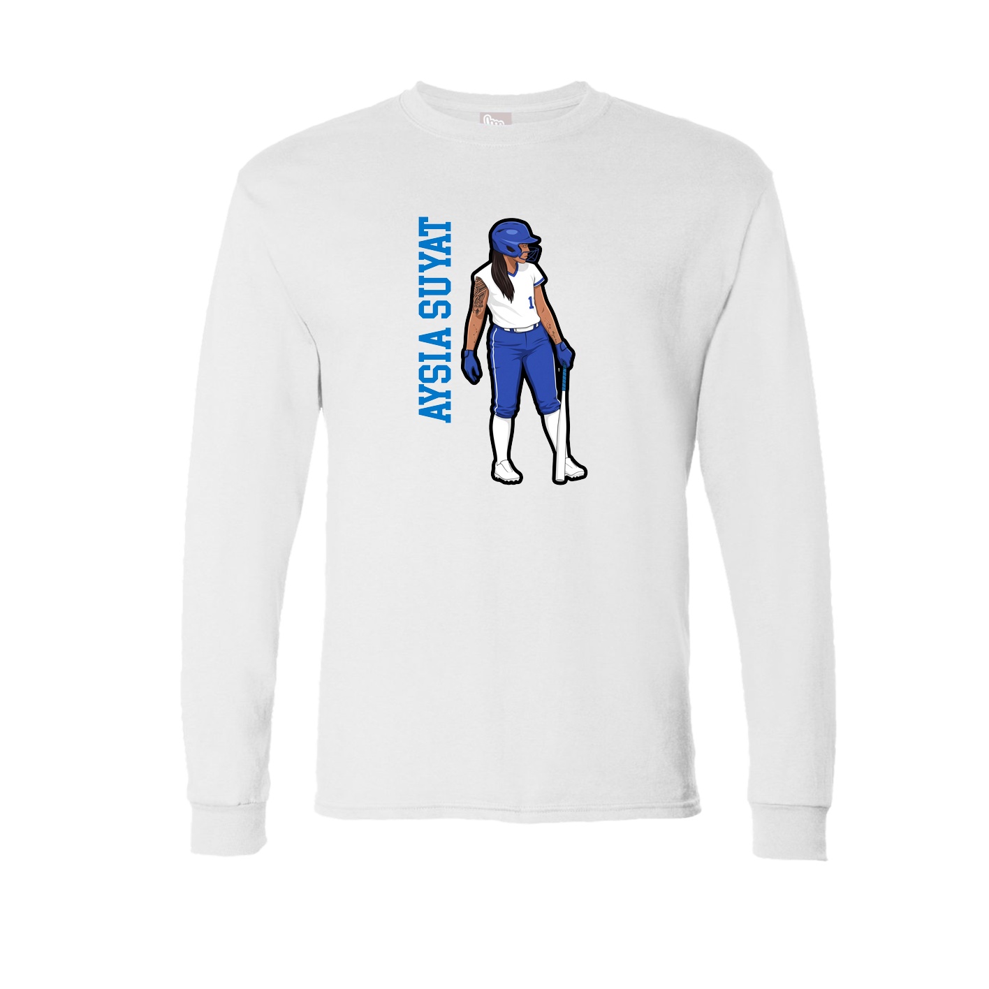Long Sleeve Tee — Name Vertical in White