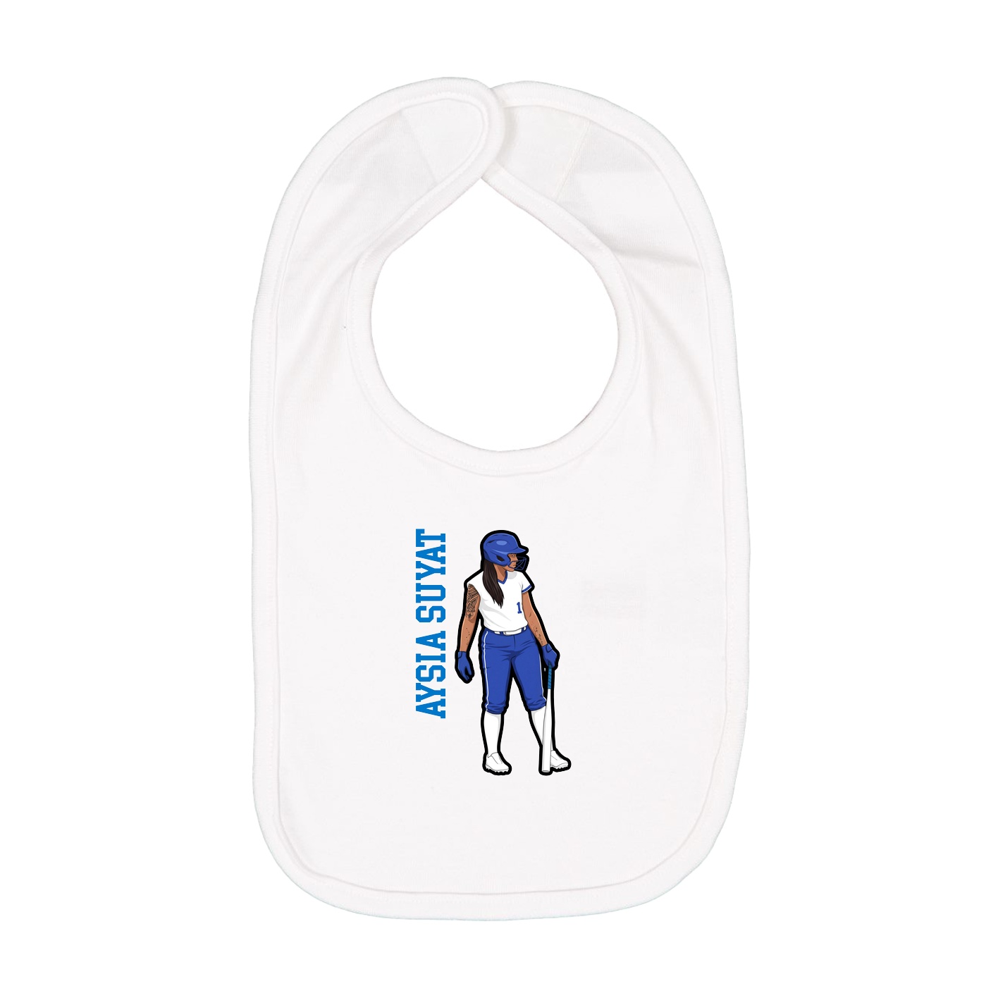 Infant Bib — Name Vertical in White