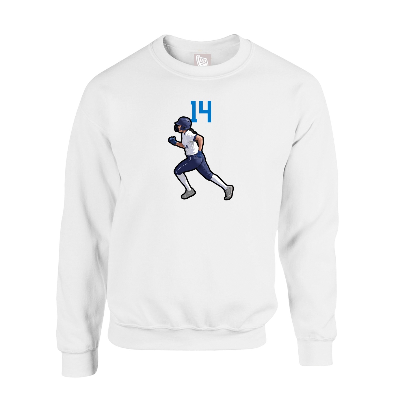 Fleece Crew — Number Top in White