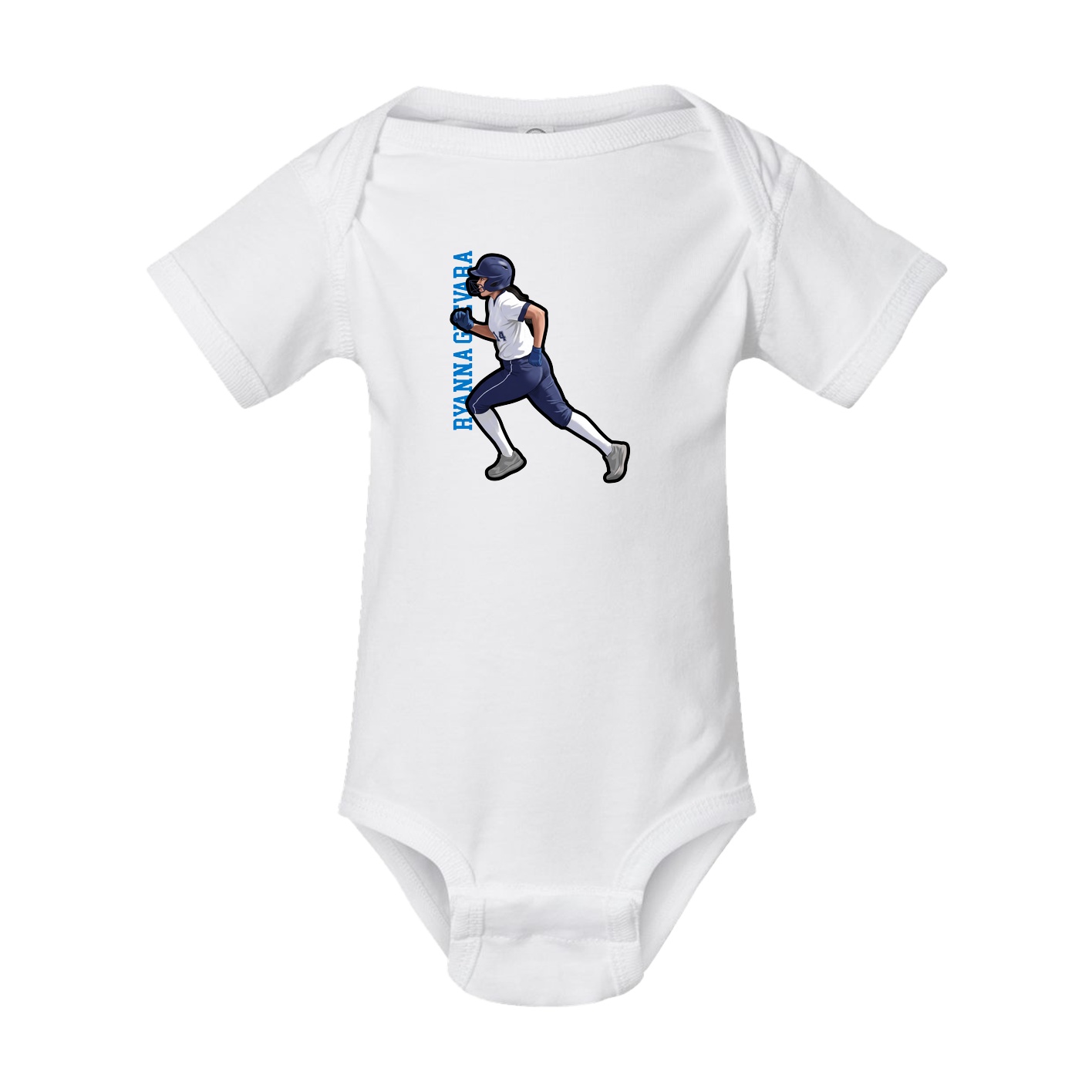 Baby Onesie — Name Vertical in White