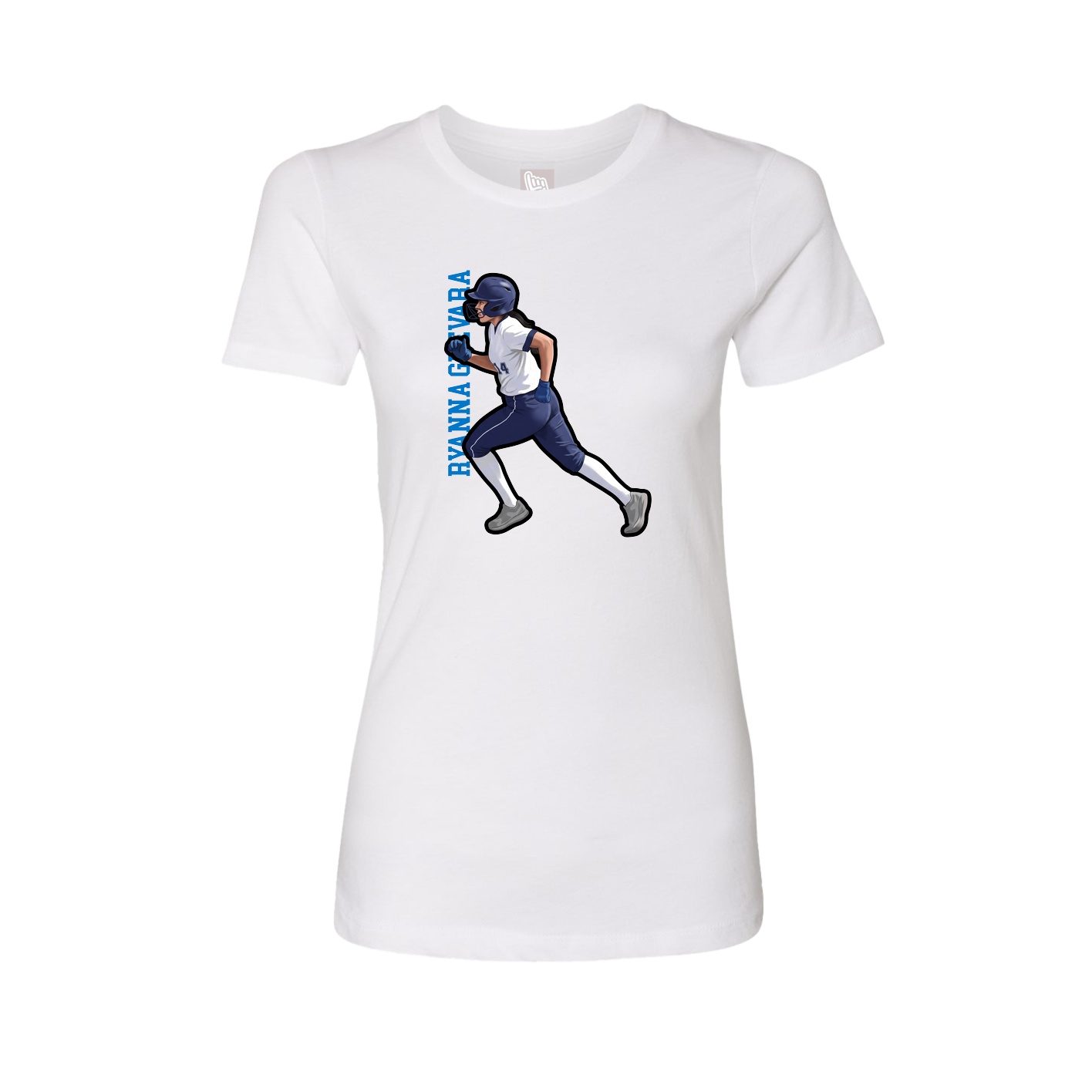 Fitted Women's Tee — Name Vertical in White