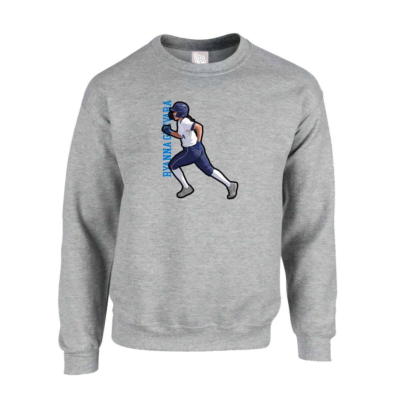 Fleece Crew — Name Vertical in Grey