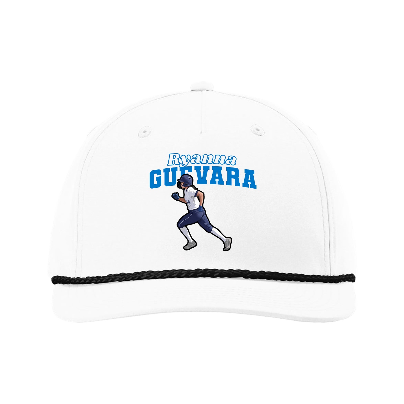 Five-Panel Classic Rope Cap — Name Arch in White