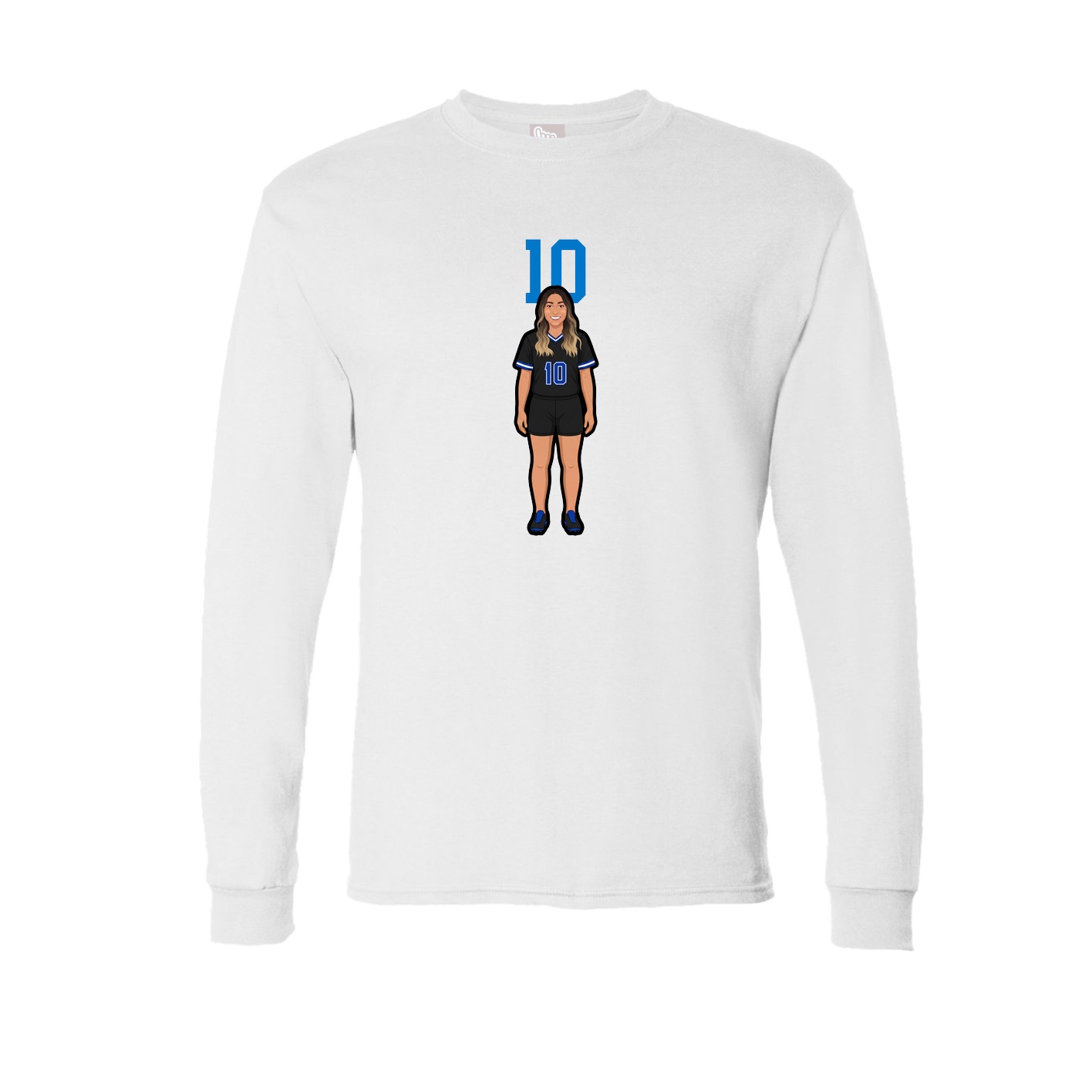 Long Sleeve Tee — Number Top in White