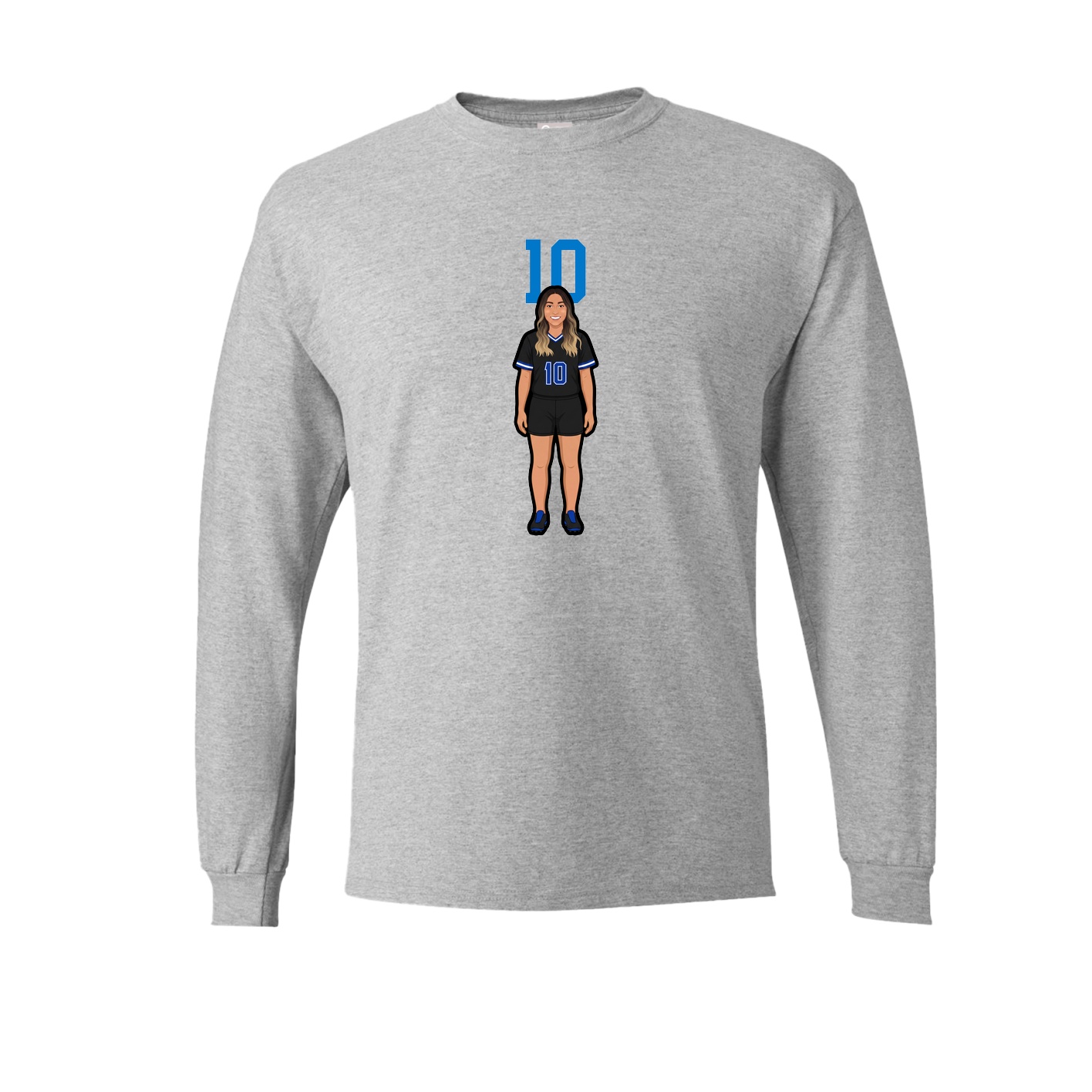 Long Sleeve Tee — Number Top in Grey